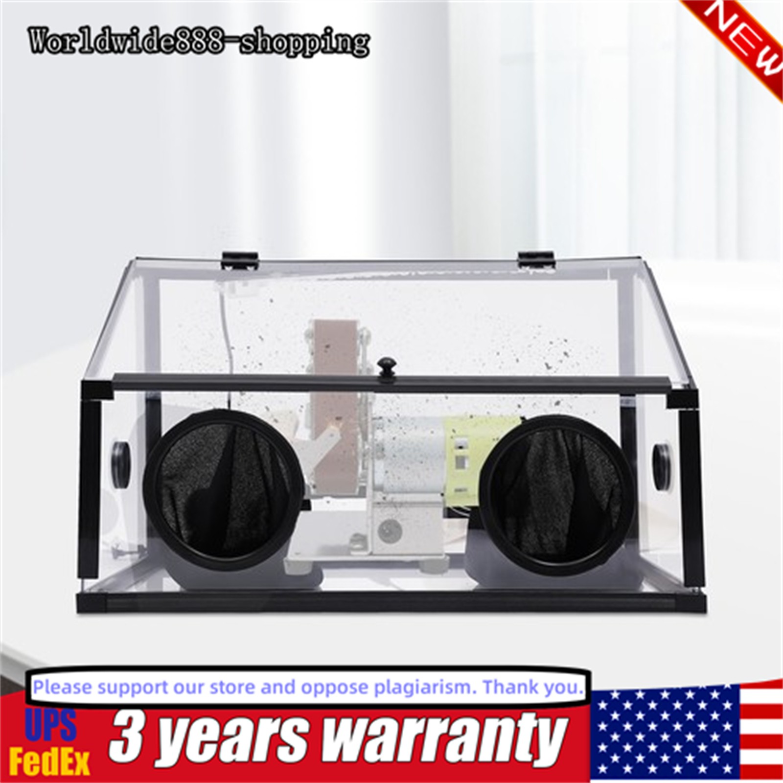 Fully Enclosed Electric Grinding Table Polisher Dust Box Acrylic Cover+LED Light