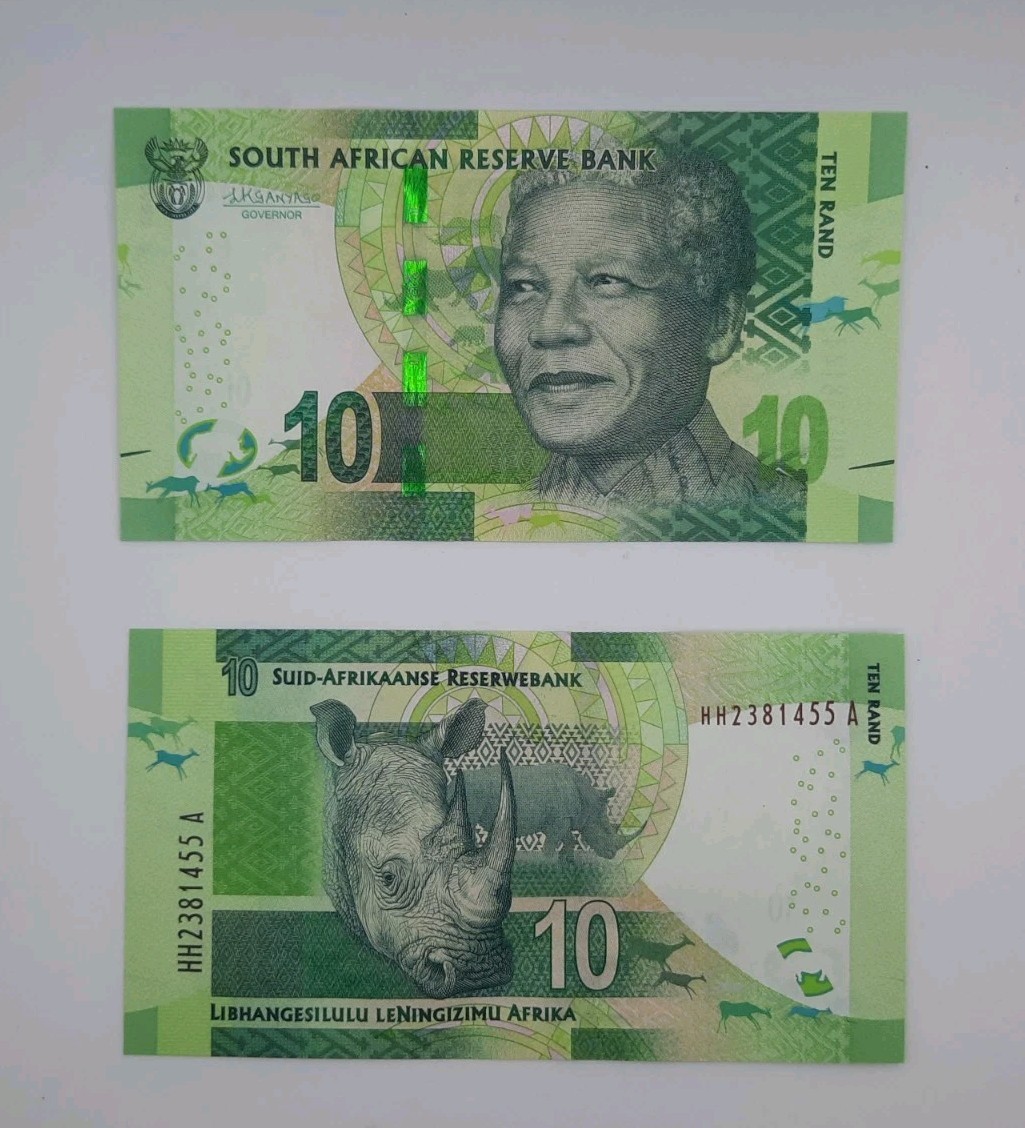 2015 South Africa Reserve Bank - 10 Rand ZAR Banknote UNC Nelson Mandela P-138b