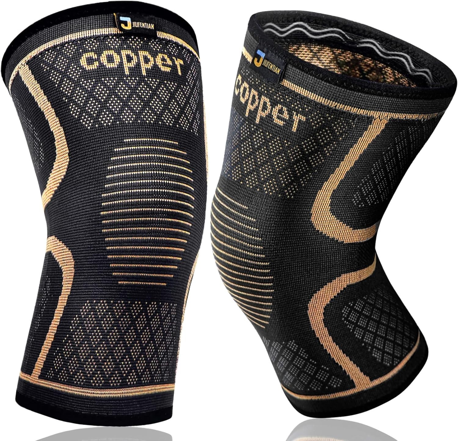 2 Pack Copper Knee Supports - Compression Sleeves for Active Lifestyles, Large
