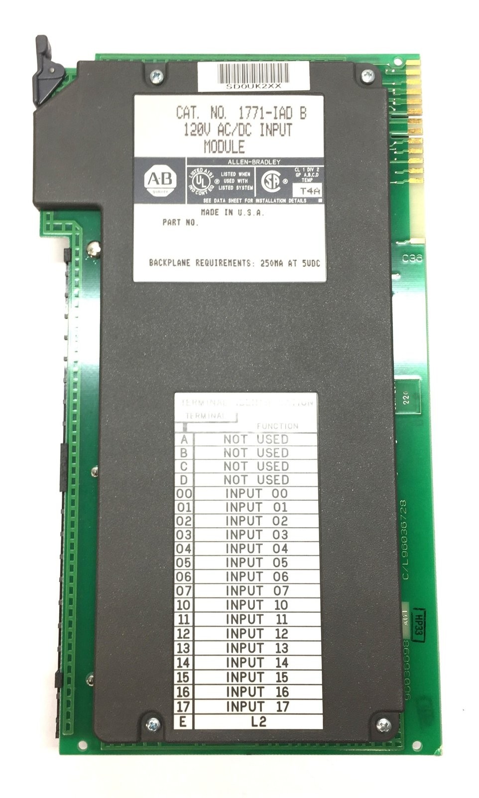 Allen-Bradley 120V AC Input Module 1771-IAD B USED