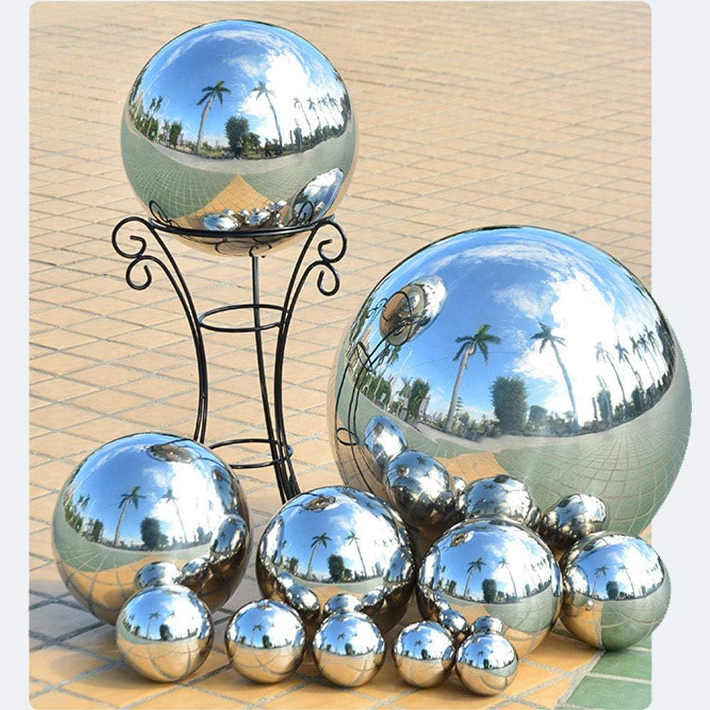 8 Inch Diameter Gazing Ball,Silver Stainless Steel Polished Reflective Smooth Ga