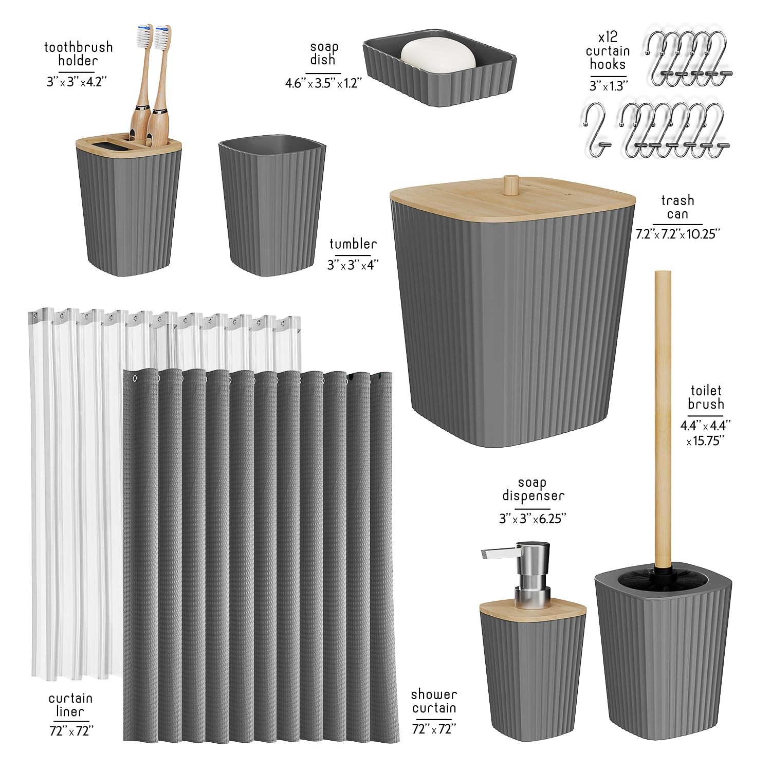 Bathroom Accessories Set - Bathroom Set, Bathroom Accessory Set, Shower Curta...