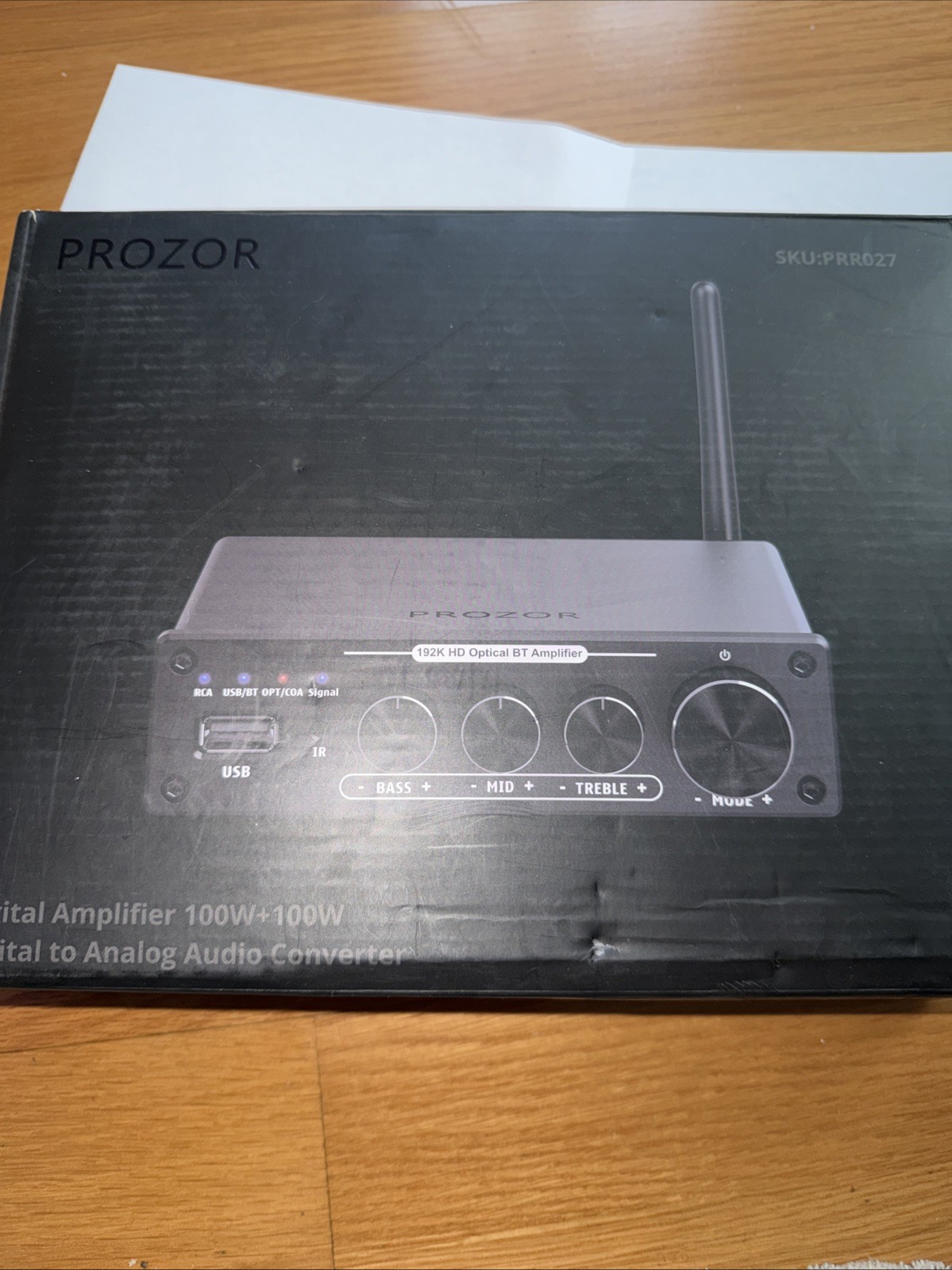 PROZOR Audio Bluetooth Amplifier with BT 5.0 Optical Coaxial RCA USB Input 100W