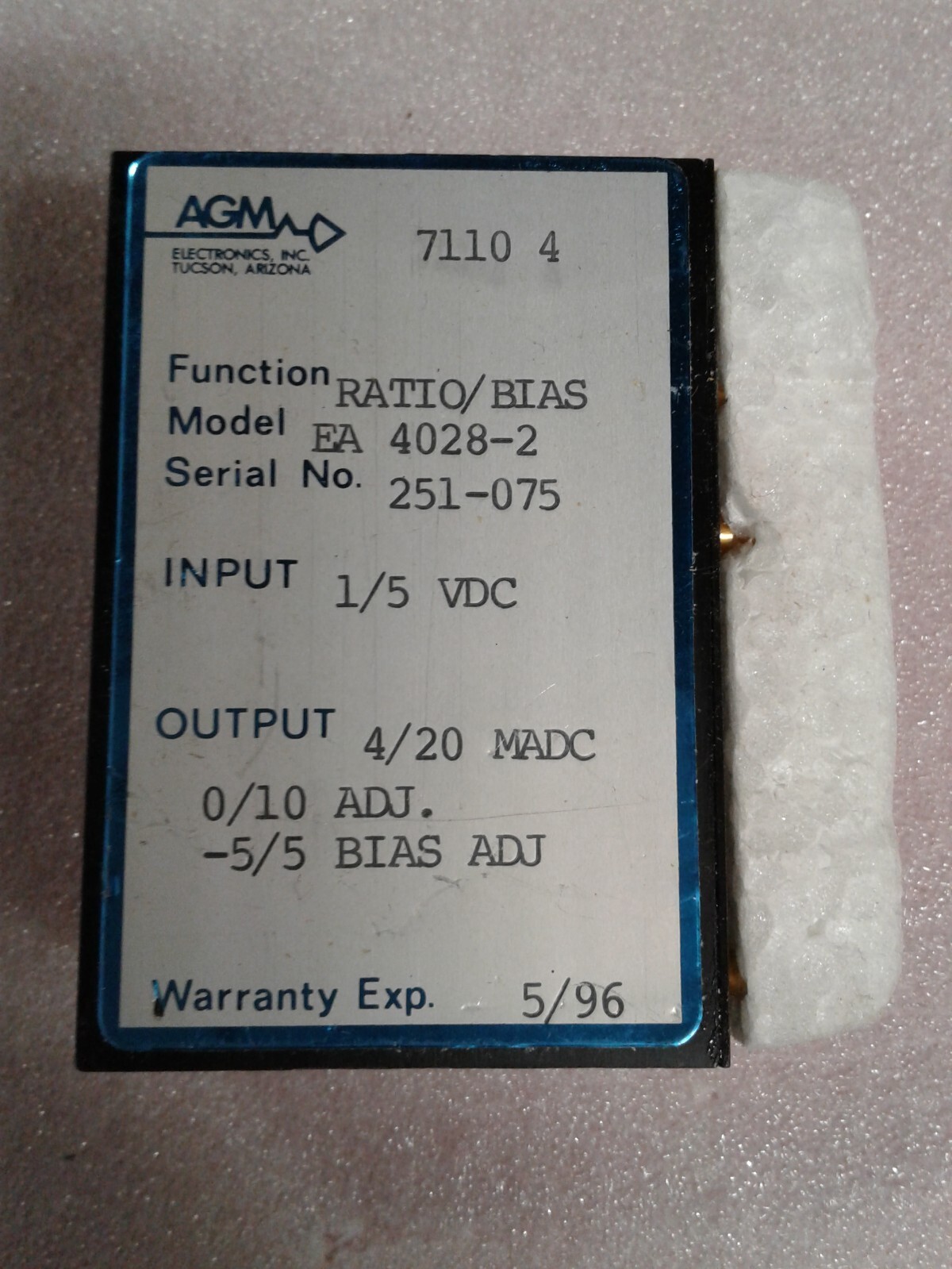 AGM Electronics EA 4028-2 Ratio/Bias Control 1/5VDC  4/20MADC