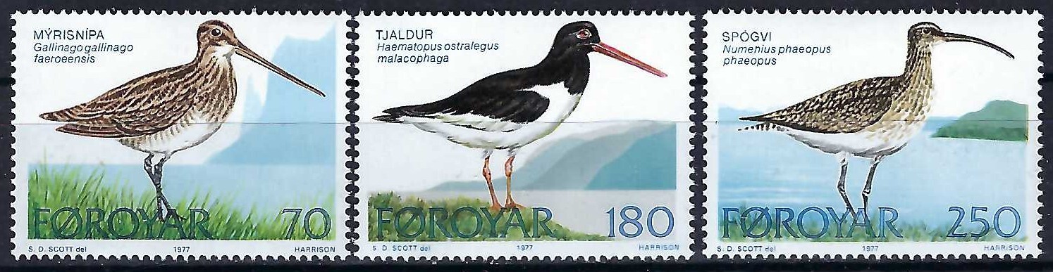 Faroe Islands 1977 3v. MNH Birds • Animals • Fauna • Lakes