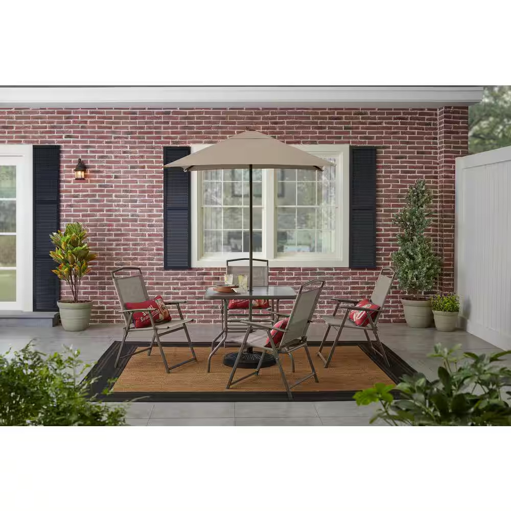 Amberview 6-Piece Sling Folding Outdoor Dining Set with Umbrella