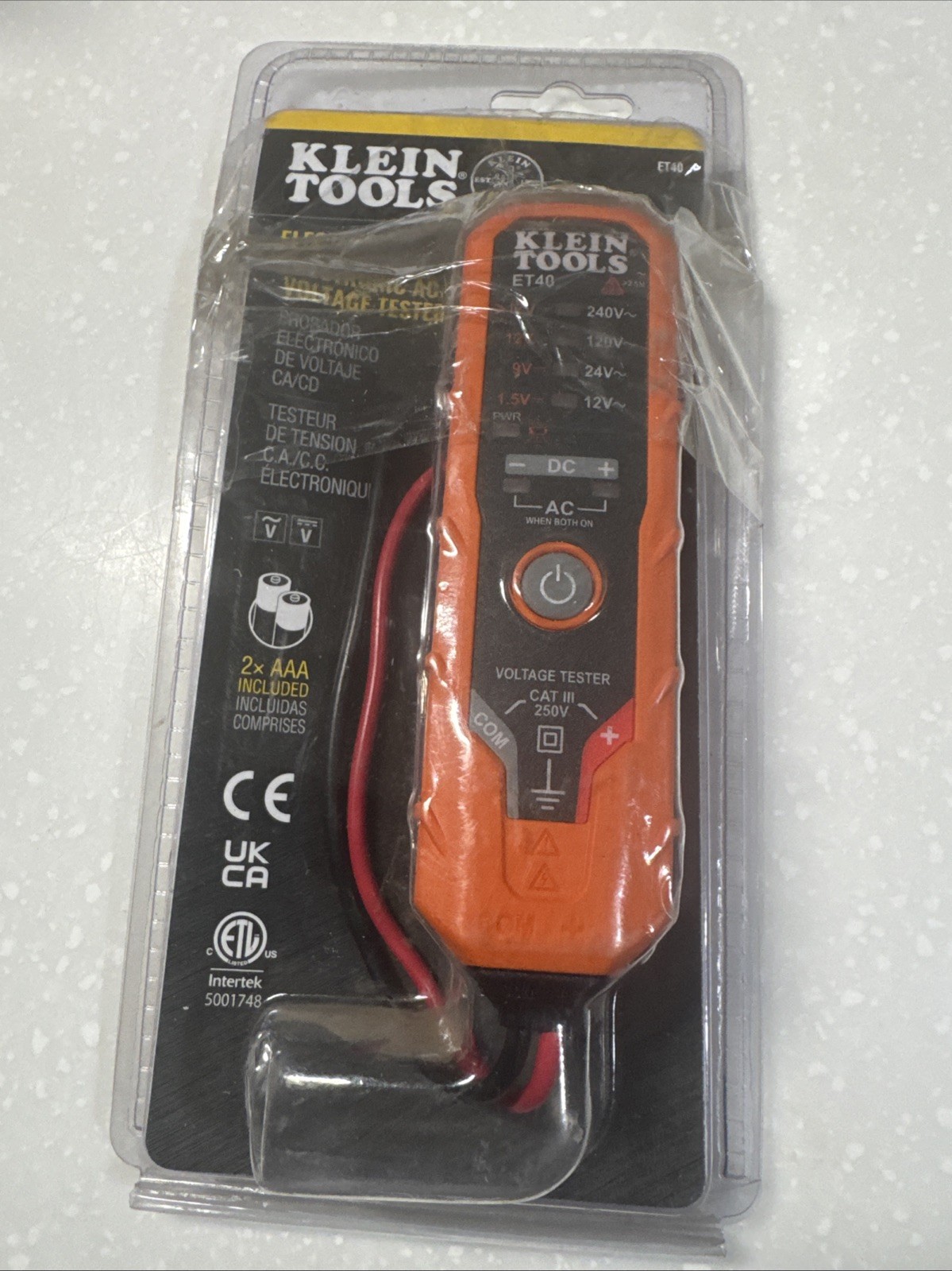 Klein Tools Electronic AC/DC Voltage Tester Open And Tested Open Box ET40