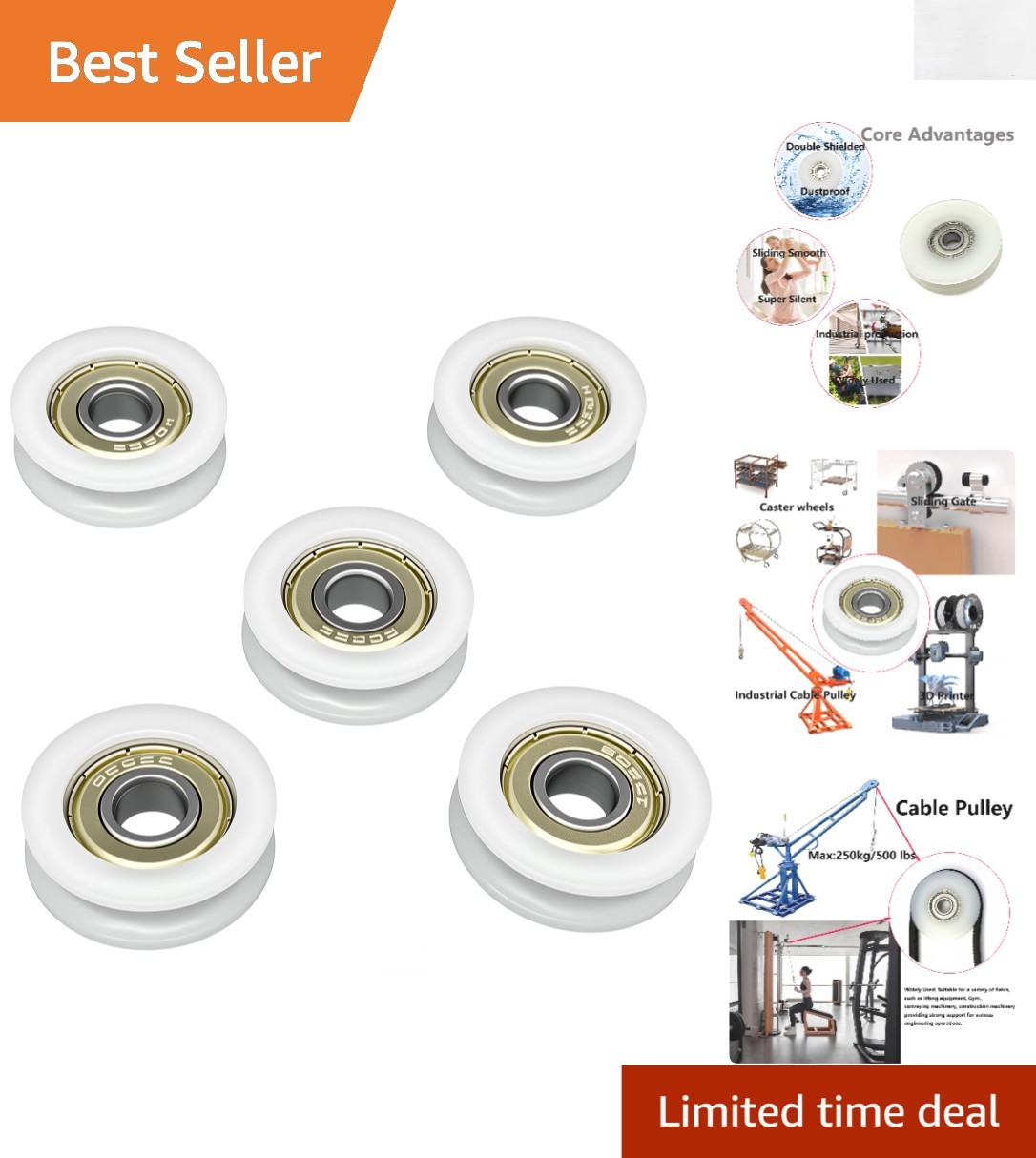Versatile 5PCS Pulley Roller Wheels for Sliding Doors, Windows, and Gym Systems