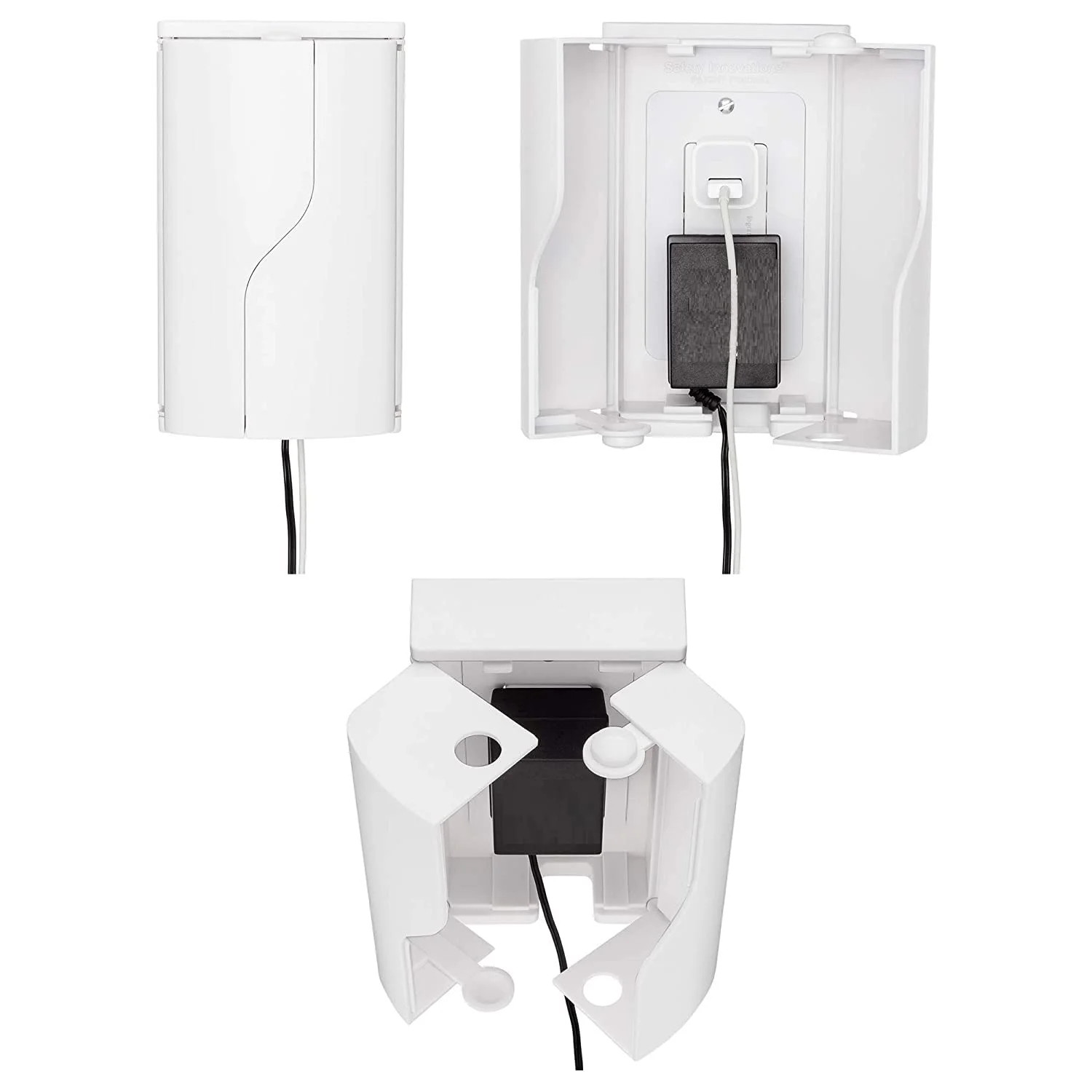 Twin Door Baby Safety Outlet Cover Box for Babyproofing Outlets - More Interior