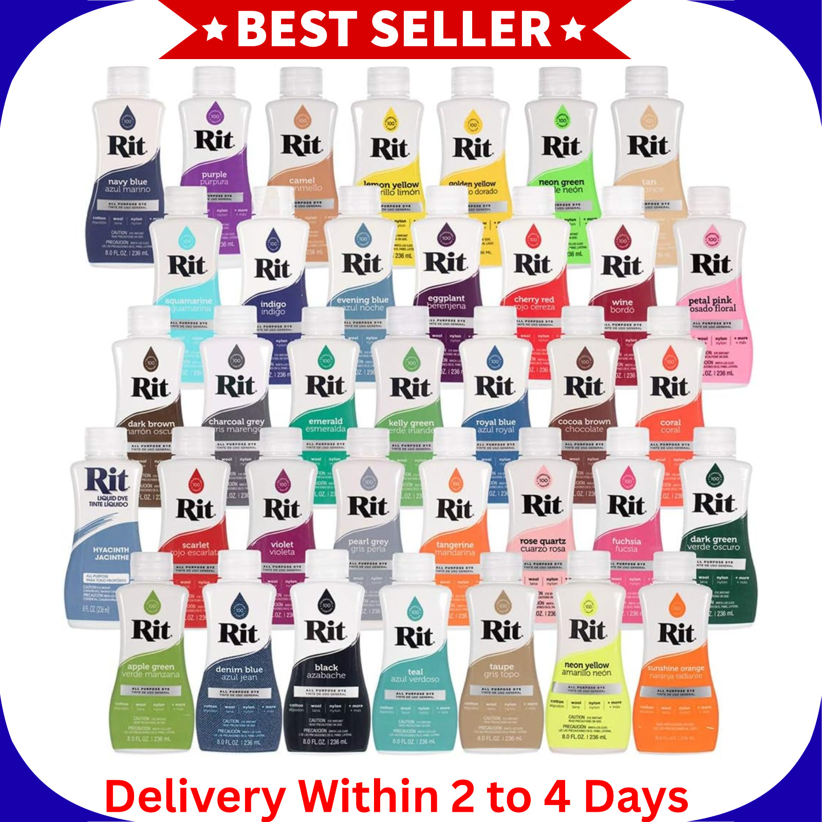Rit Dye – Liquid Fabric Dye for Crafting, Clothing, and Décor – 8 oz