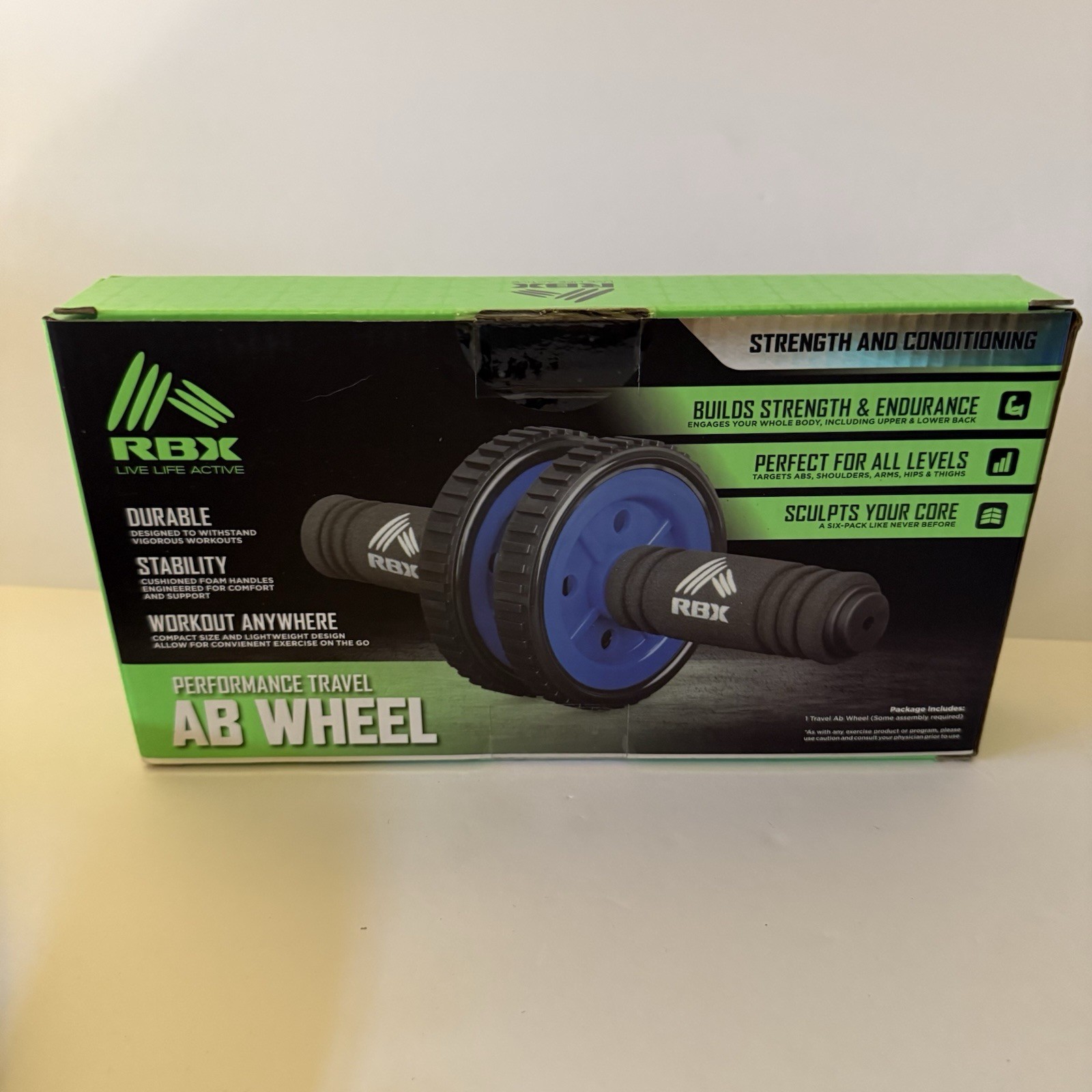 RBX Performance Travel Ab Wheel Roller Core Exercise Fitness Equipment NIB