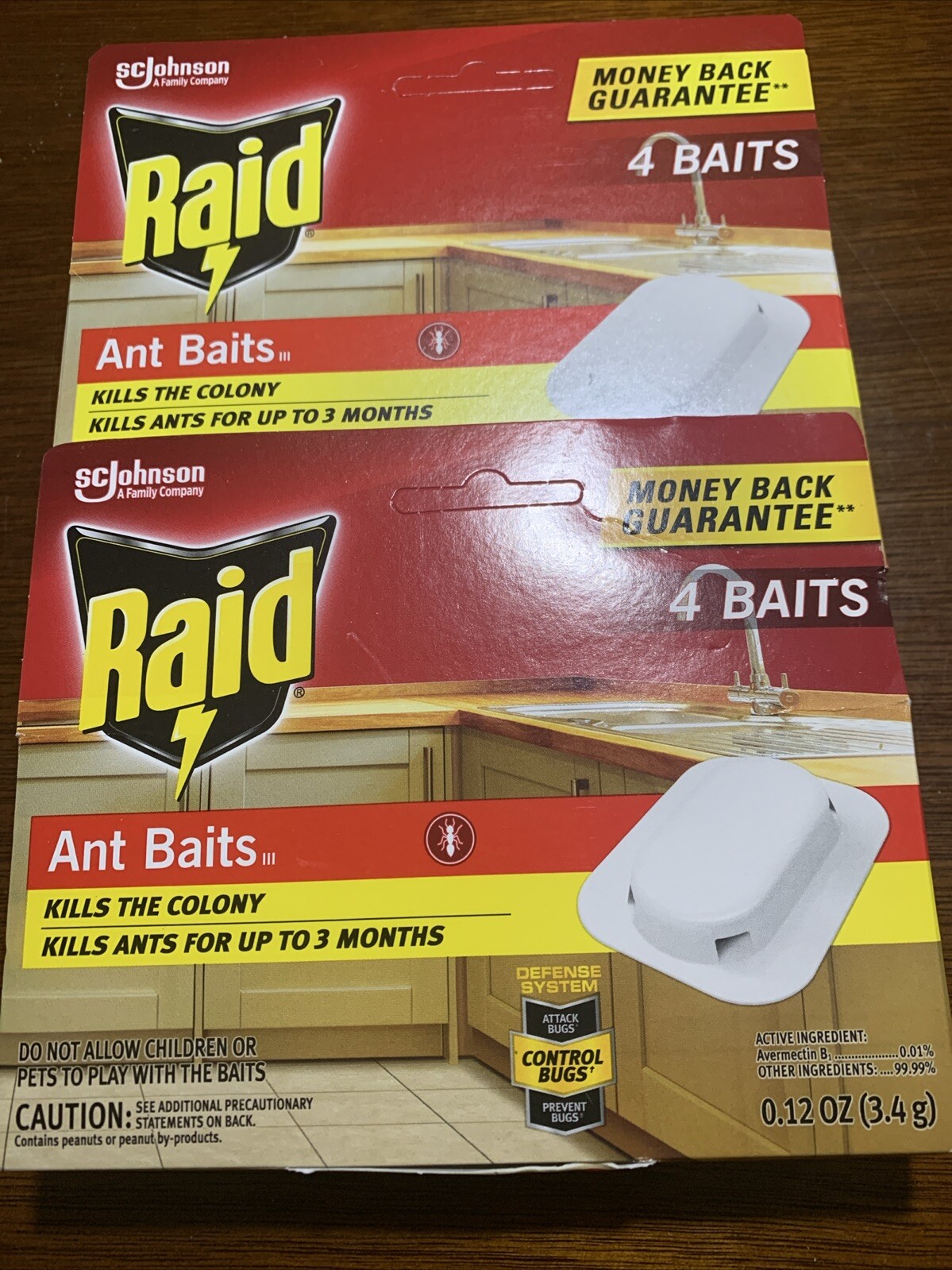 2-Raid Ant Baits III - 4 Pack - Kills Ants for up to 3 Months. 2 Boxes