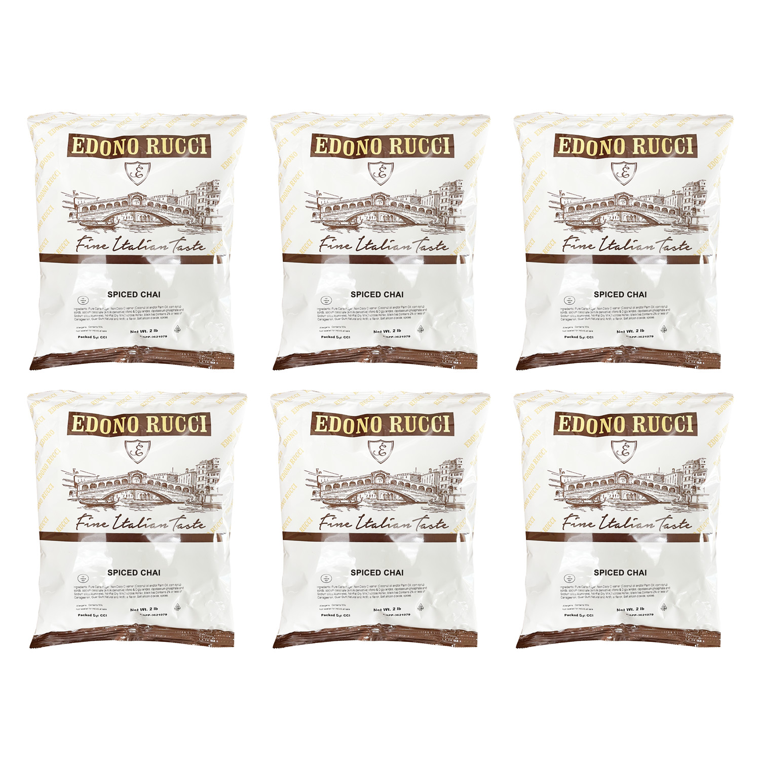 EDONO RUCCI SPICED CHAI TEA LATTE POWDER MIX 6 X 2 LB BAGS 12 LBS