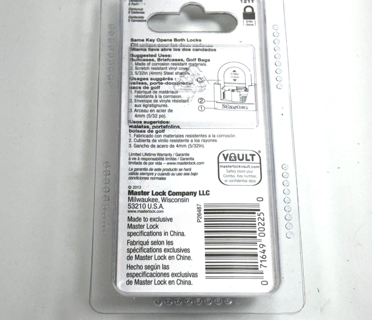Master Lock Mini Black Keyed Padlock 2 Pack Package Model 121T