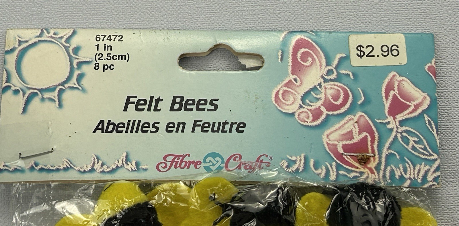 Fibre Craft Felt Bees 1” Craft Embellishments 8pc Open Pack Missing 1