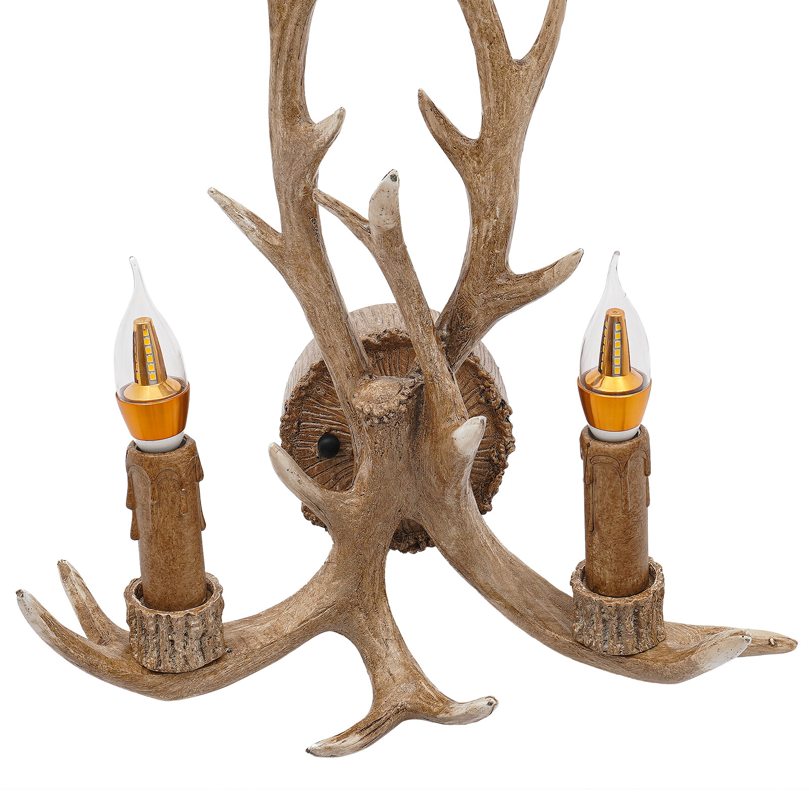 Resin Antler Wall Light Fixture Vintage Retro Deer Horn Sconce Lamp Home Decor