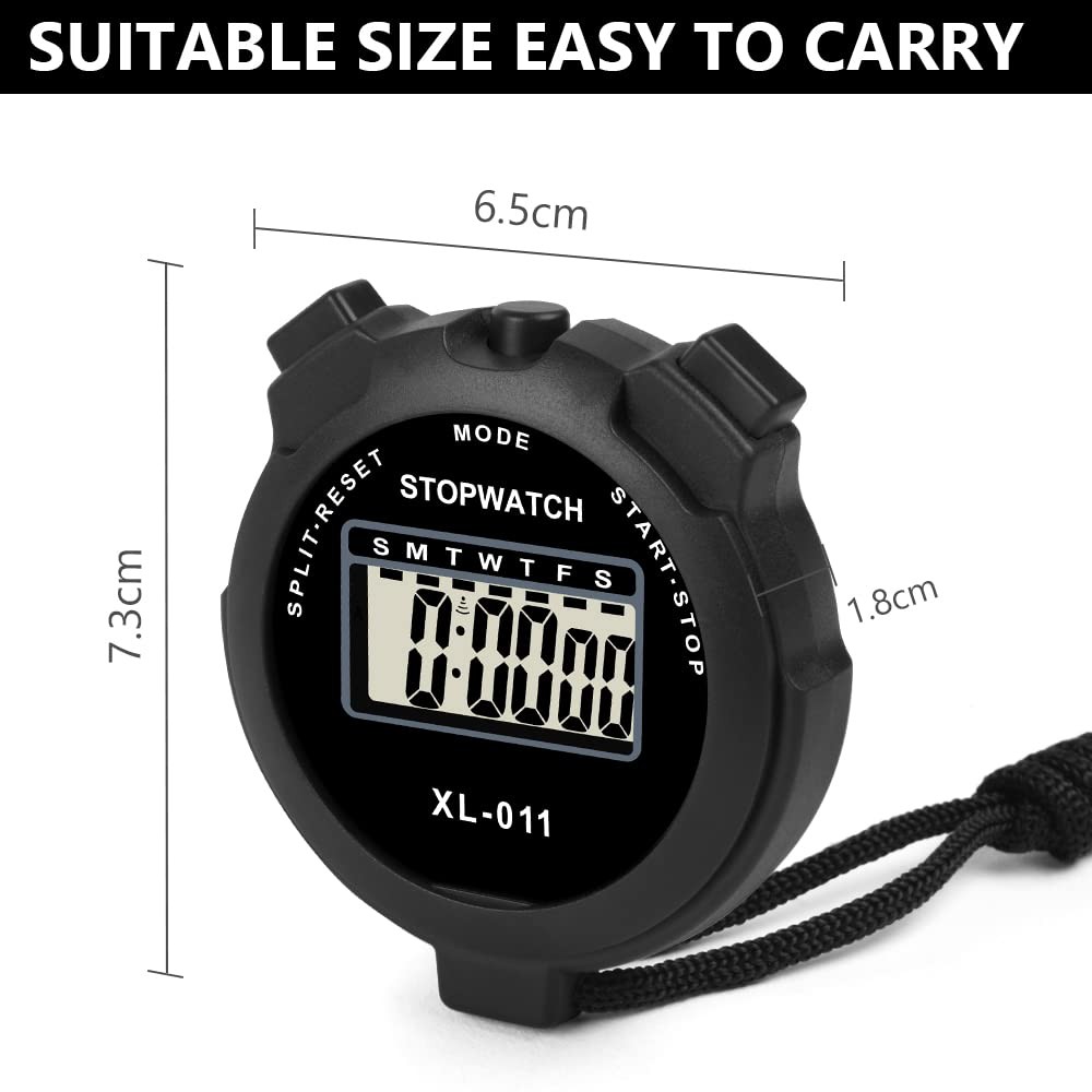 Digital Sports Timer Travel Stopwatch Single Lap Split Timer with Large Display