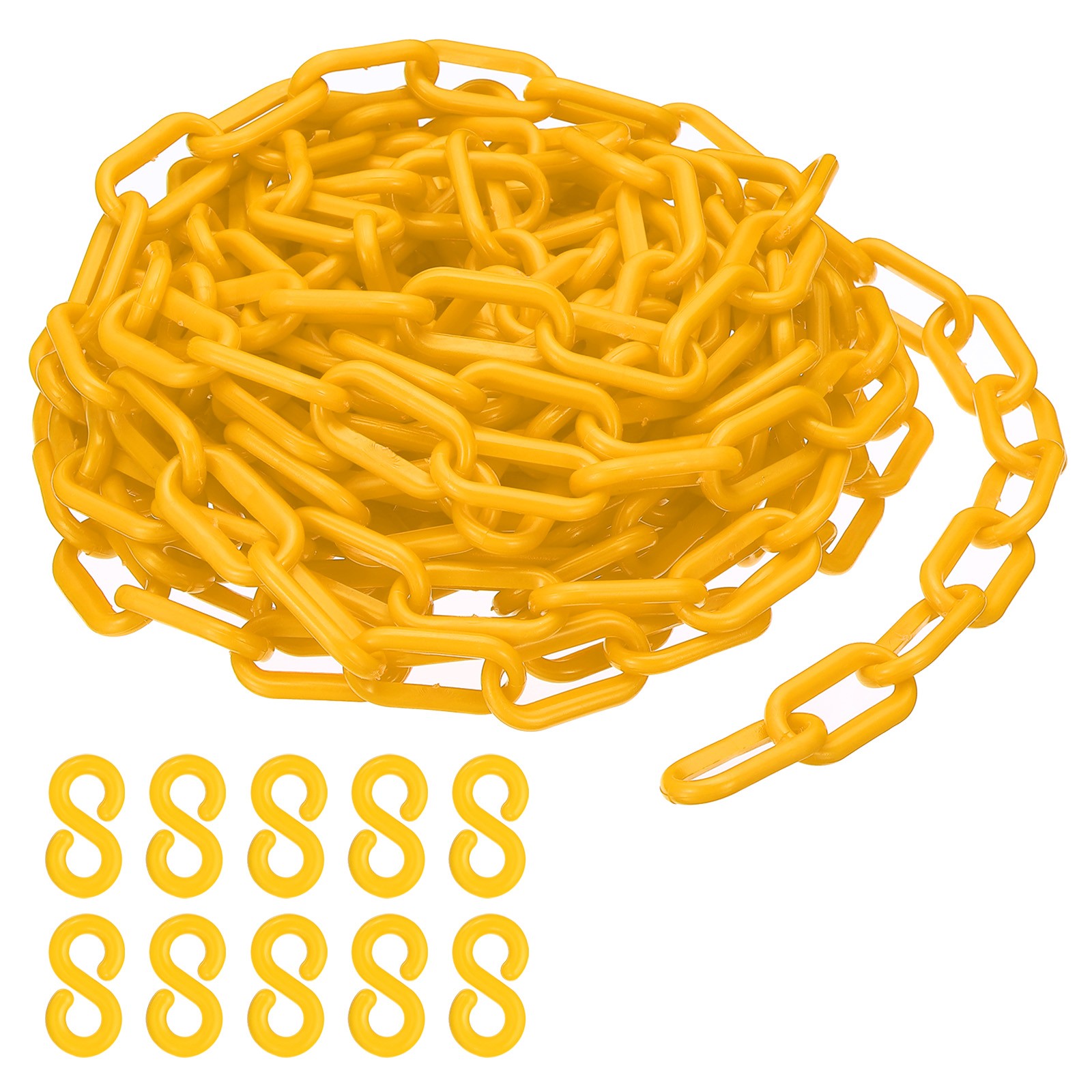 Plastic Chain 25 FT Safety Barrier Chain for Crowd 1/4inch(6mm) Yellow
