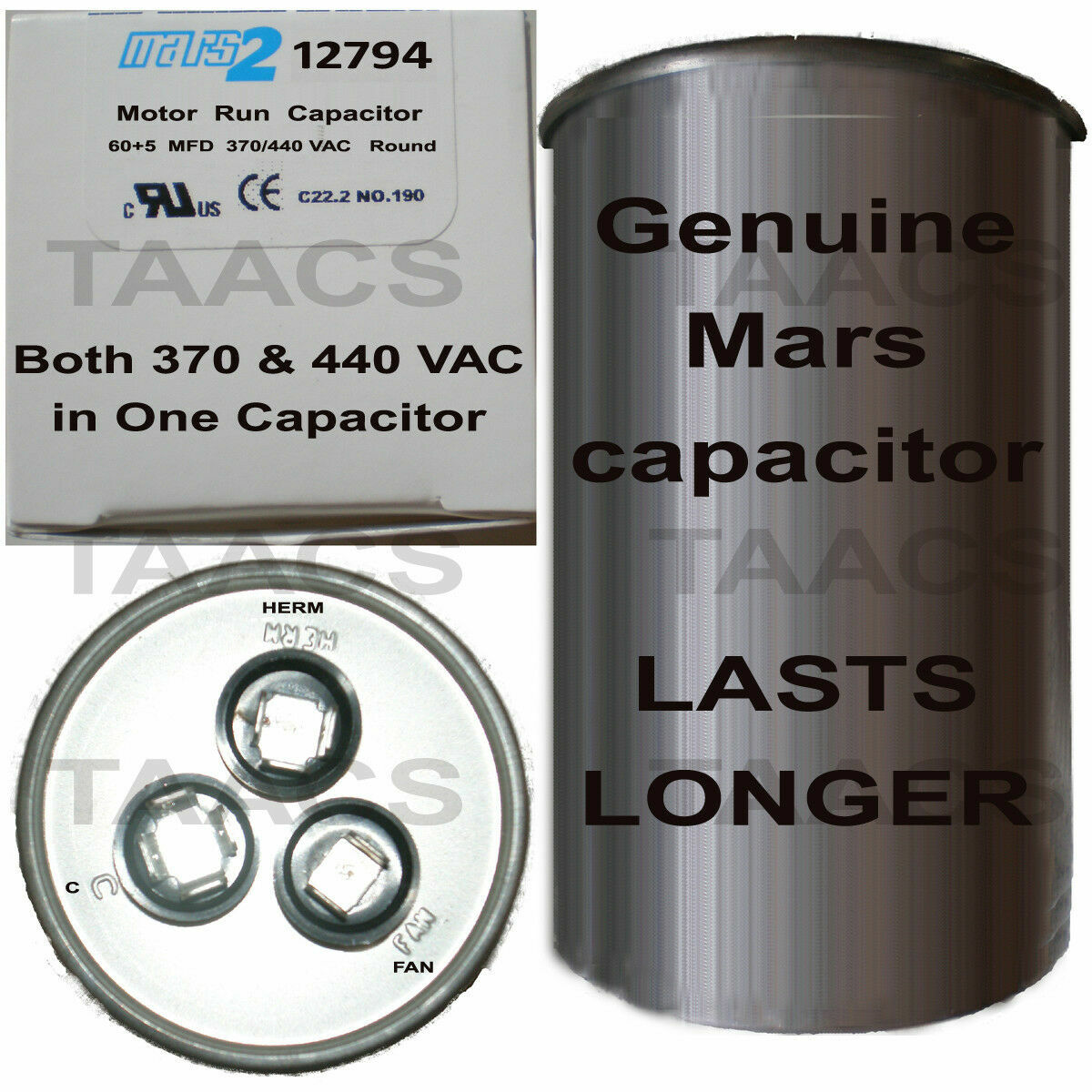 JARD / Mars Capacitor 60+5 uf MFD 440V 12794, Buy 4 get 1 Free