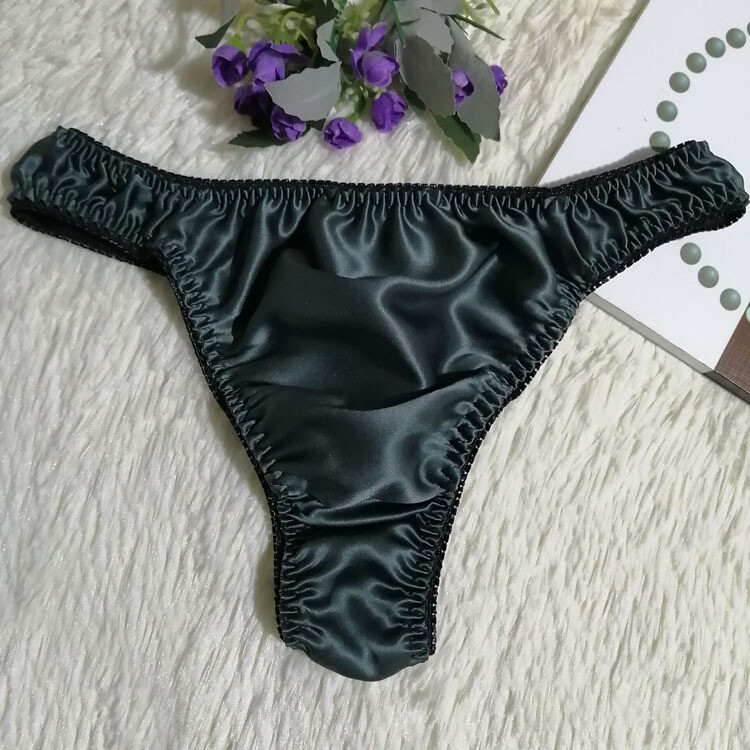 Sexy Mens Faux Silk Briefs Underwear Briefss Thong Swim Shorts Panties Tangas