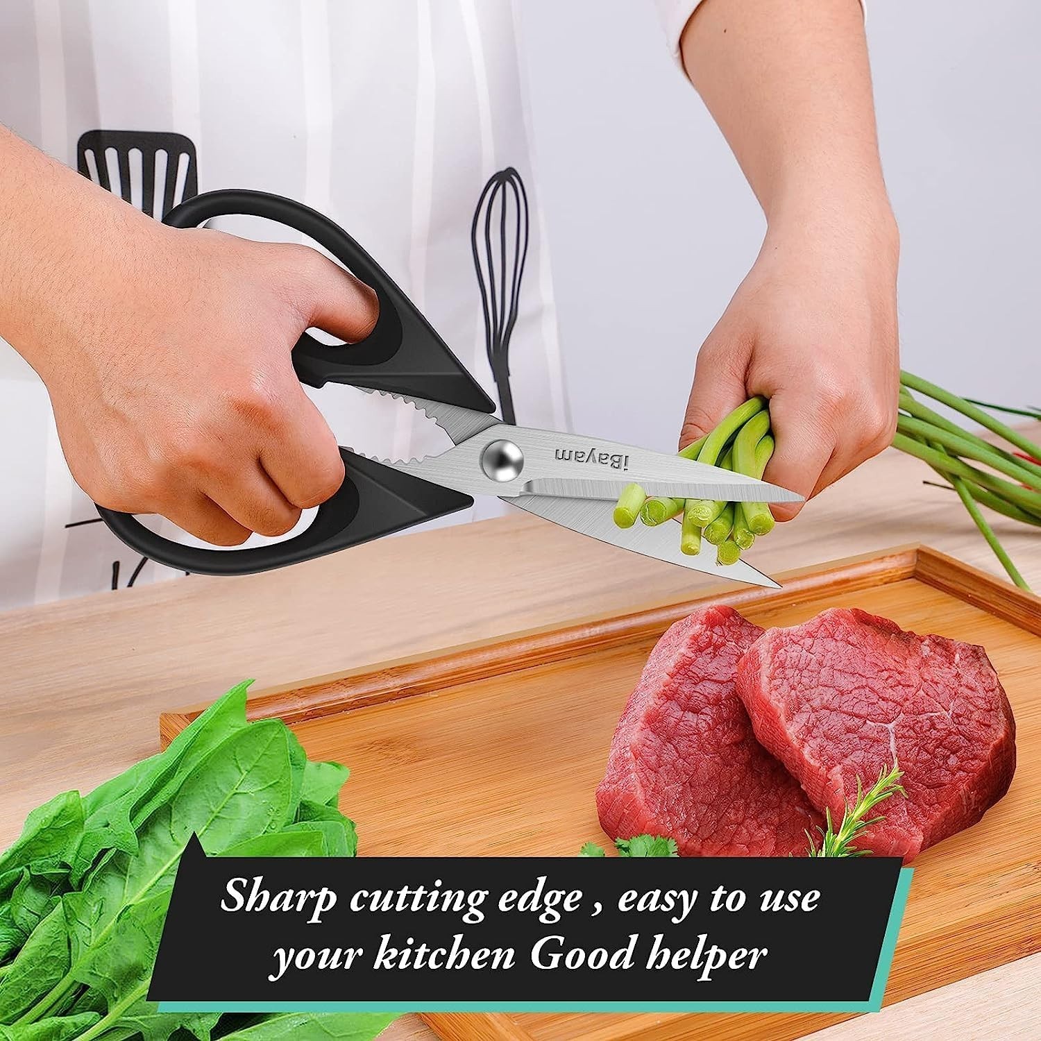 Versatile 8.5-Inch Stainless Steel Kitchen Shears - Multi-Functional, Compact