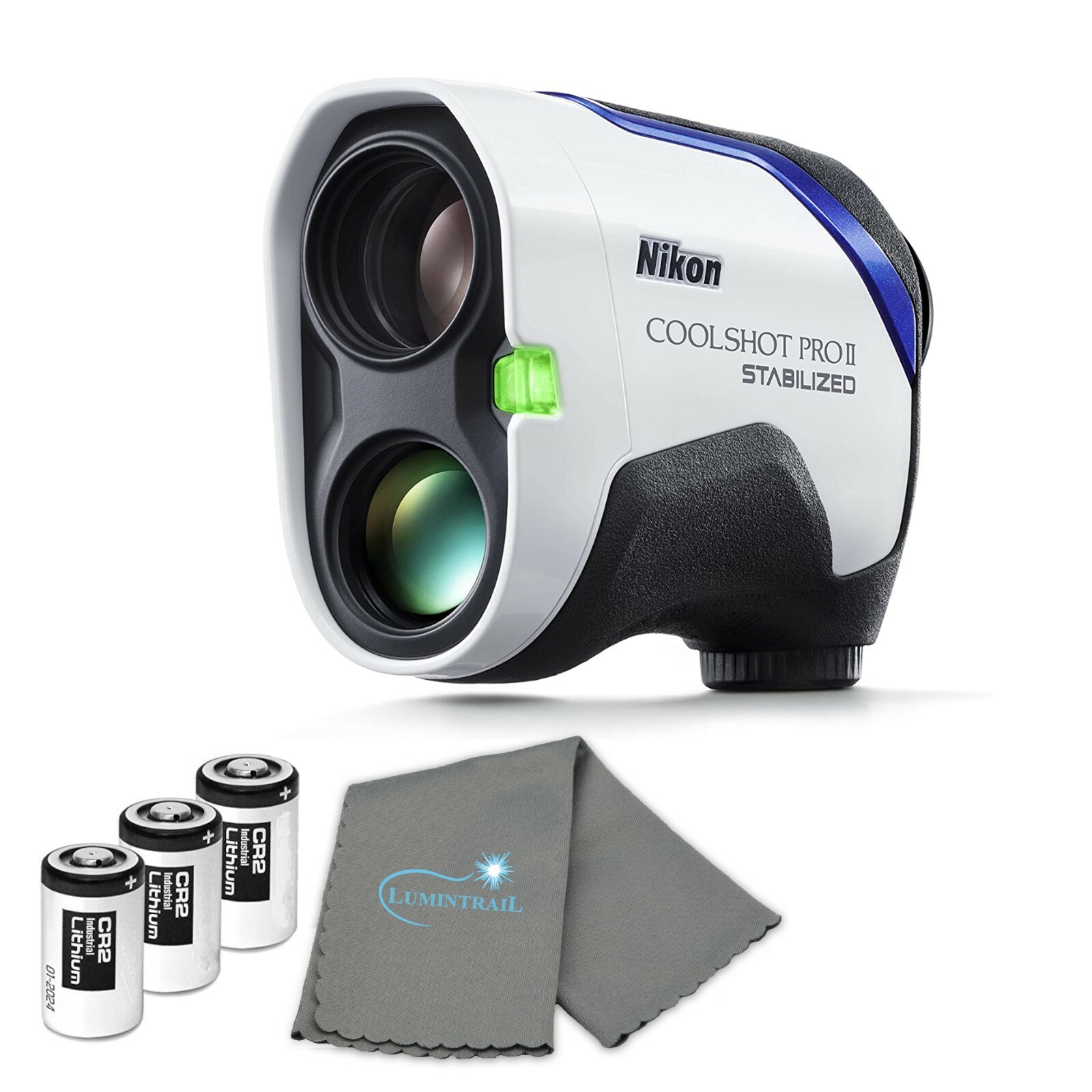 Nikon COOLSHOT ProII Golf Rangefinder Stabilized View with 3 CR2's and Cloth