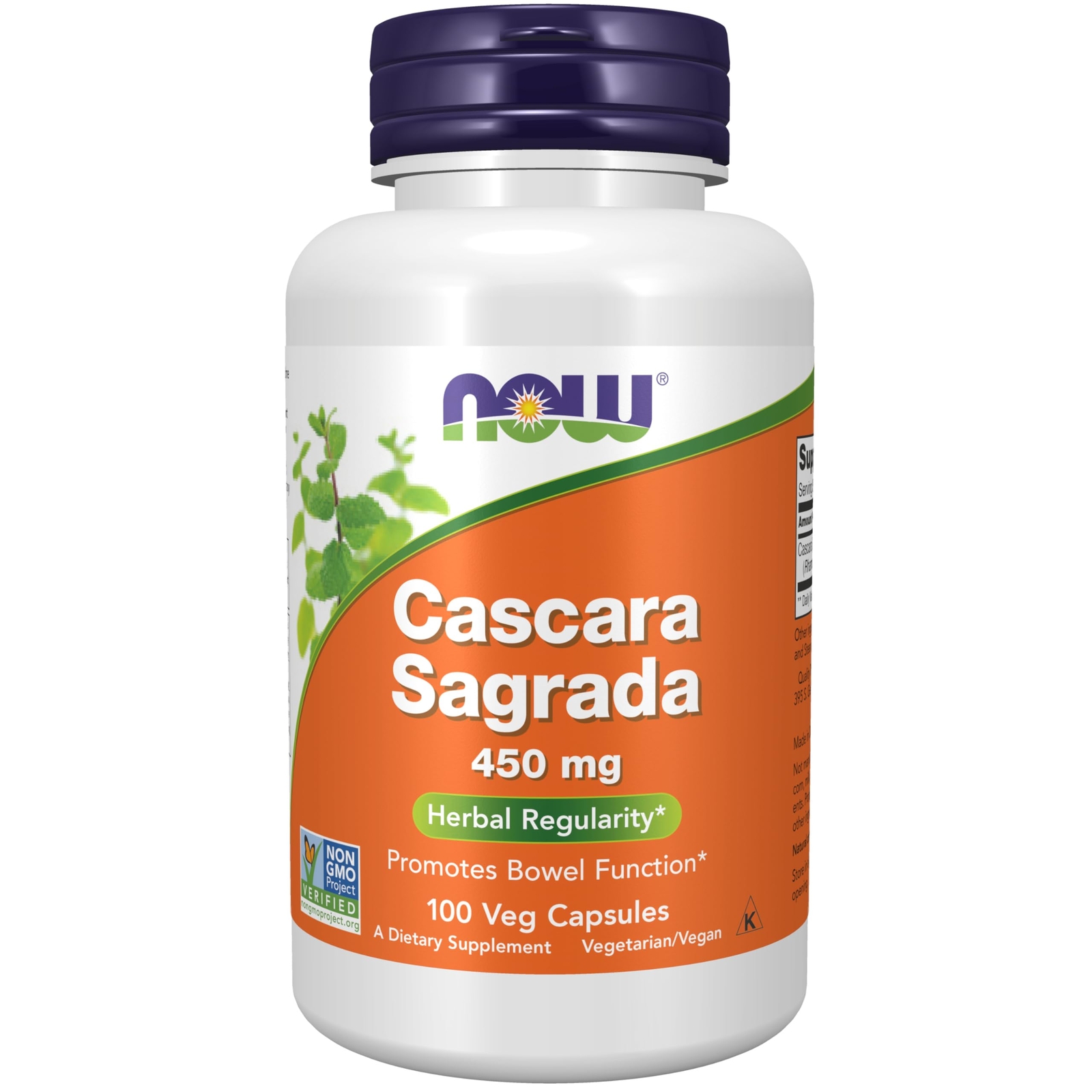 NOW Cascara Sagrada 450mg Herbal Regularity Supplement 100 Veg Capsules