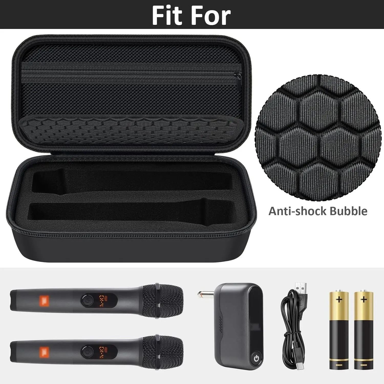 NEW Wireless Microphone Case for JBL Dual Mic System  Travel Bag Black Case Only