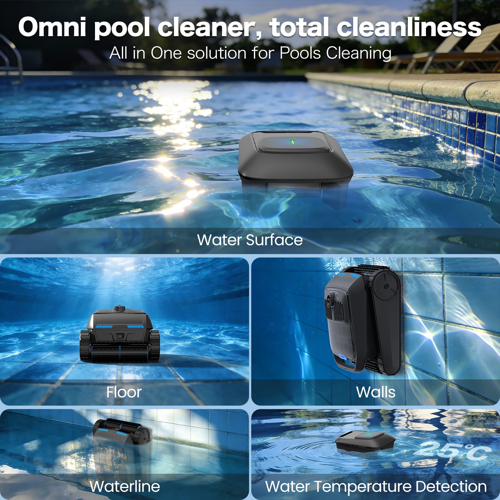 AIRROBO CP400 Automatic Pool Cleaner Robot Vacuum & Robotic Pool Surface Skimmer