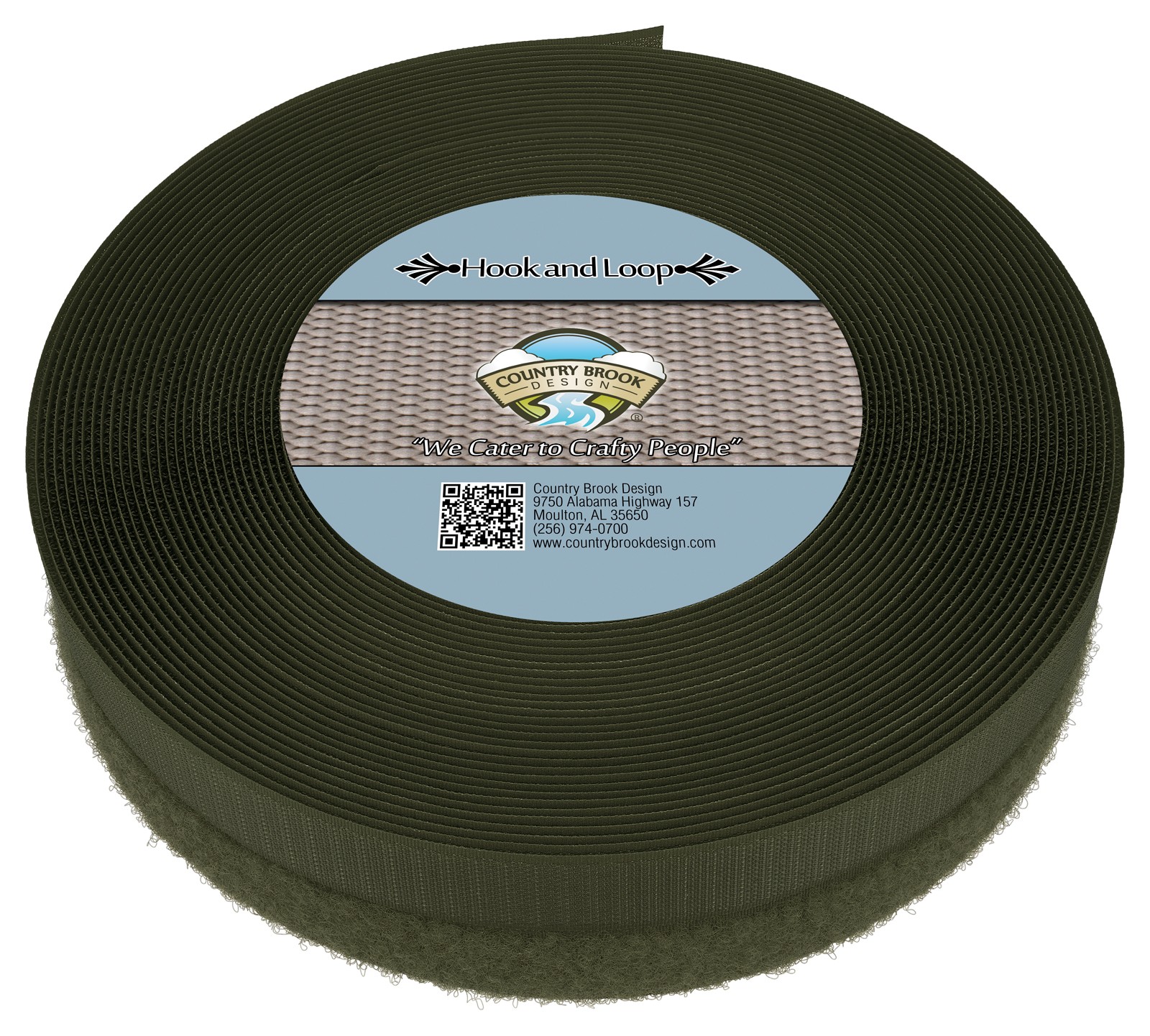 Country Brook Design® Olive Drab Sew On Hook And Loop (1 inch, 25 yards)