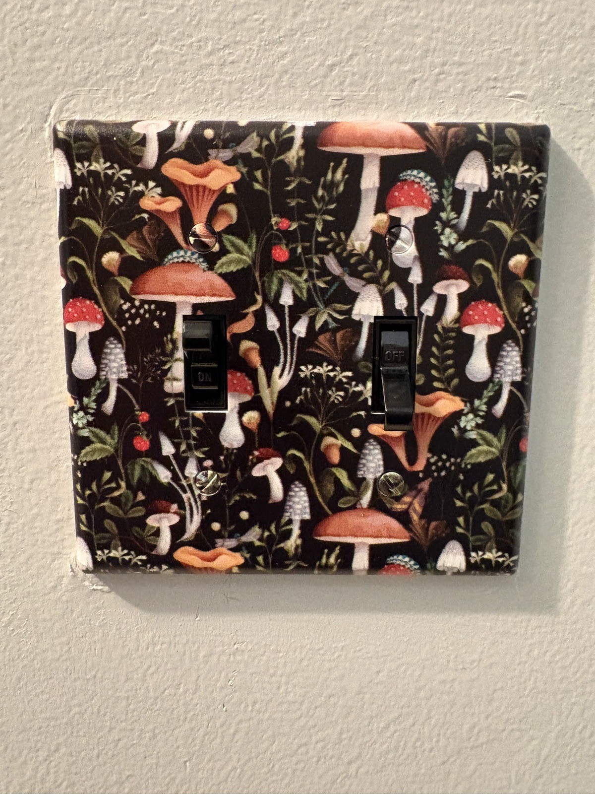Mushroom Forest Double Toggle Light Switch Cover 2 Gang Wall Plate Decorative...