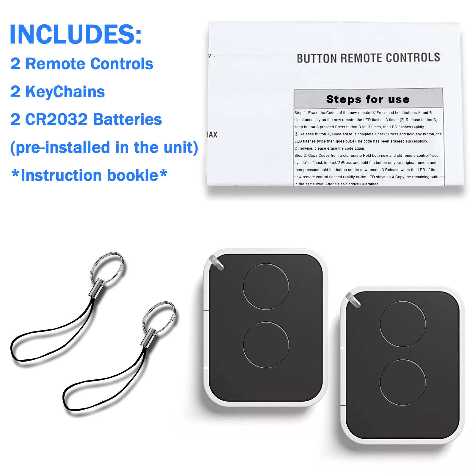 2PCS Door Remotes for Nice Era One ON1E ON2E ON4E INTI1 INTI4