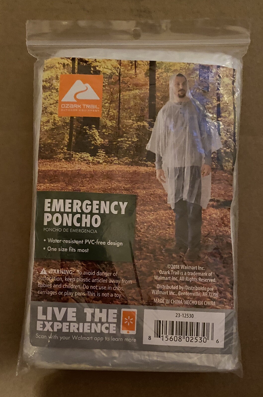 Ozark Trail Emergency Poncho Outdoor Equipment One Size Fits Most New