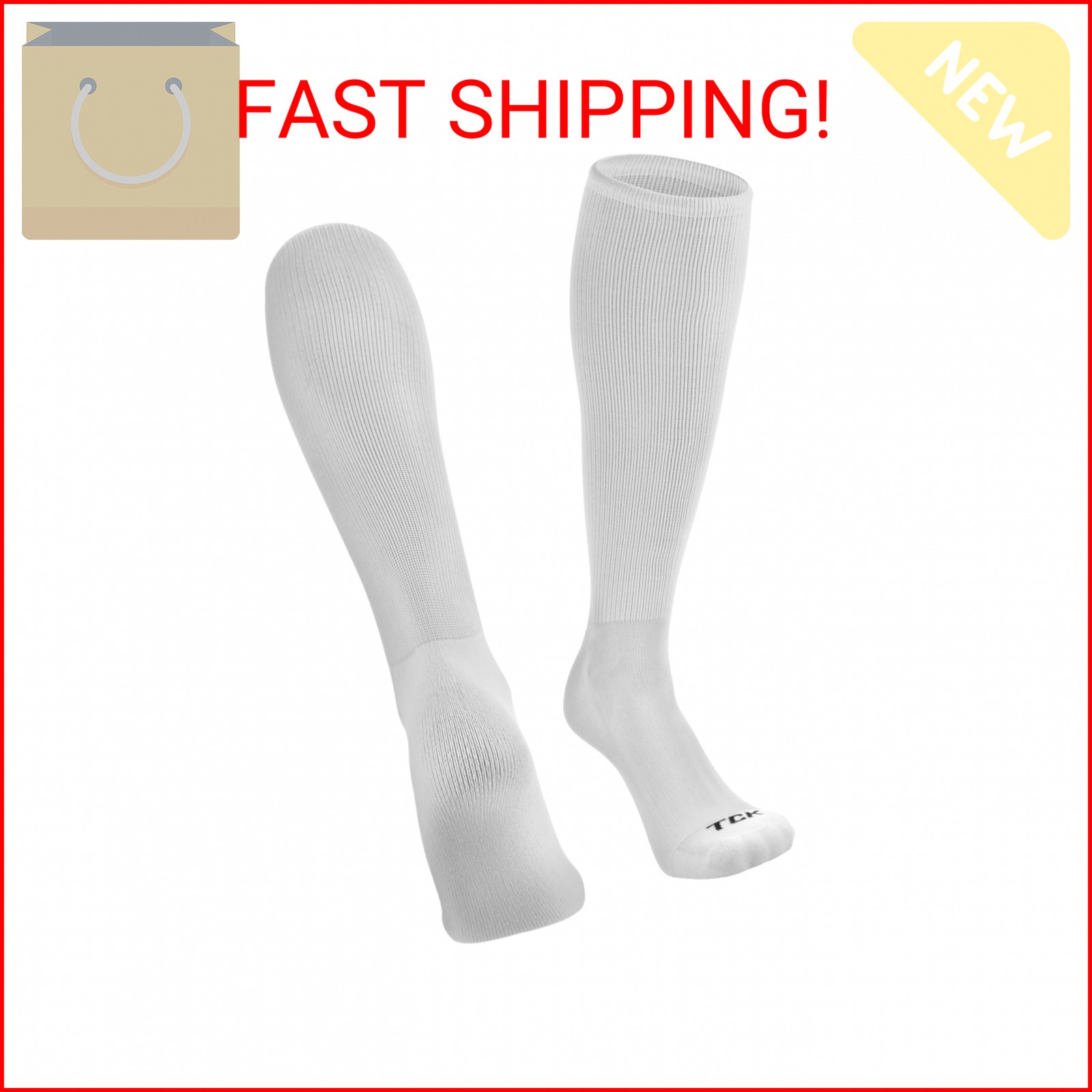 TCK Prosport Performance Tube Socks (White, Large)