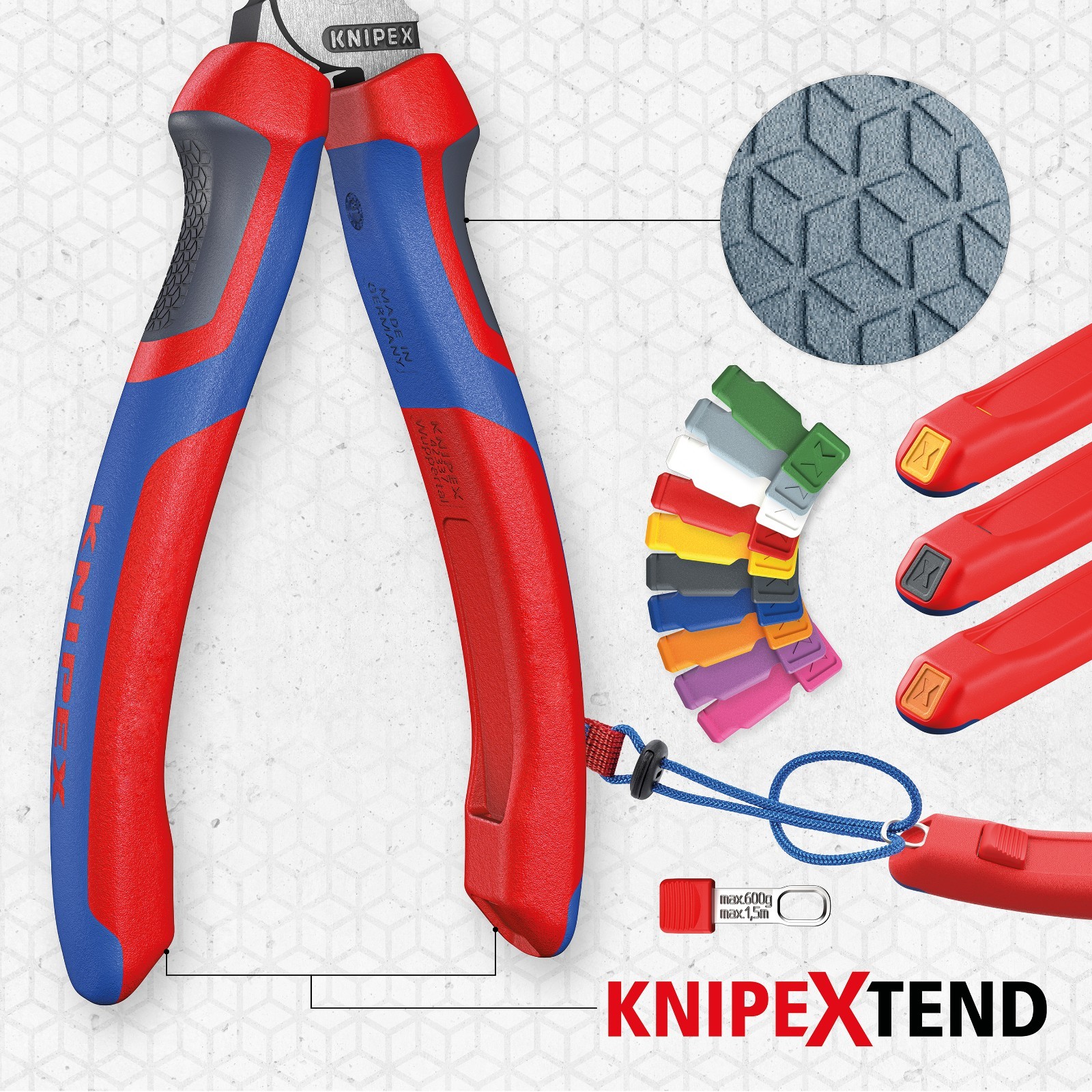 KNIPEX 74 22 250 SBA 10" High Leverage 12° Angled Diagonal Cutters
