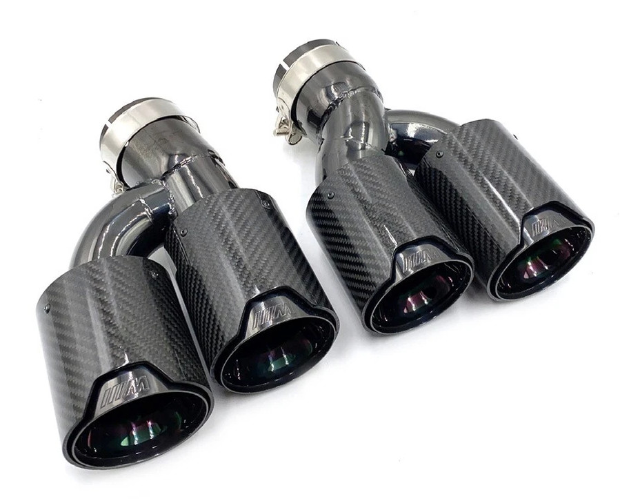 Pair Dual Exhaust Tip Real Carbon Fiber Tailpipe For BMW 525i 528i 530i G30 G31
