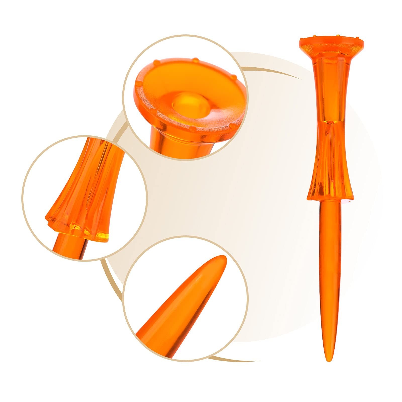 Golf Tees 3-1/4’’ 50 Count Plastic Golf Tees Reduced Friction & Side