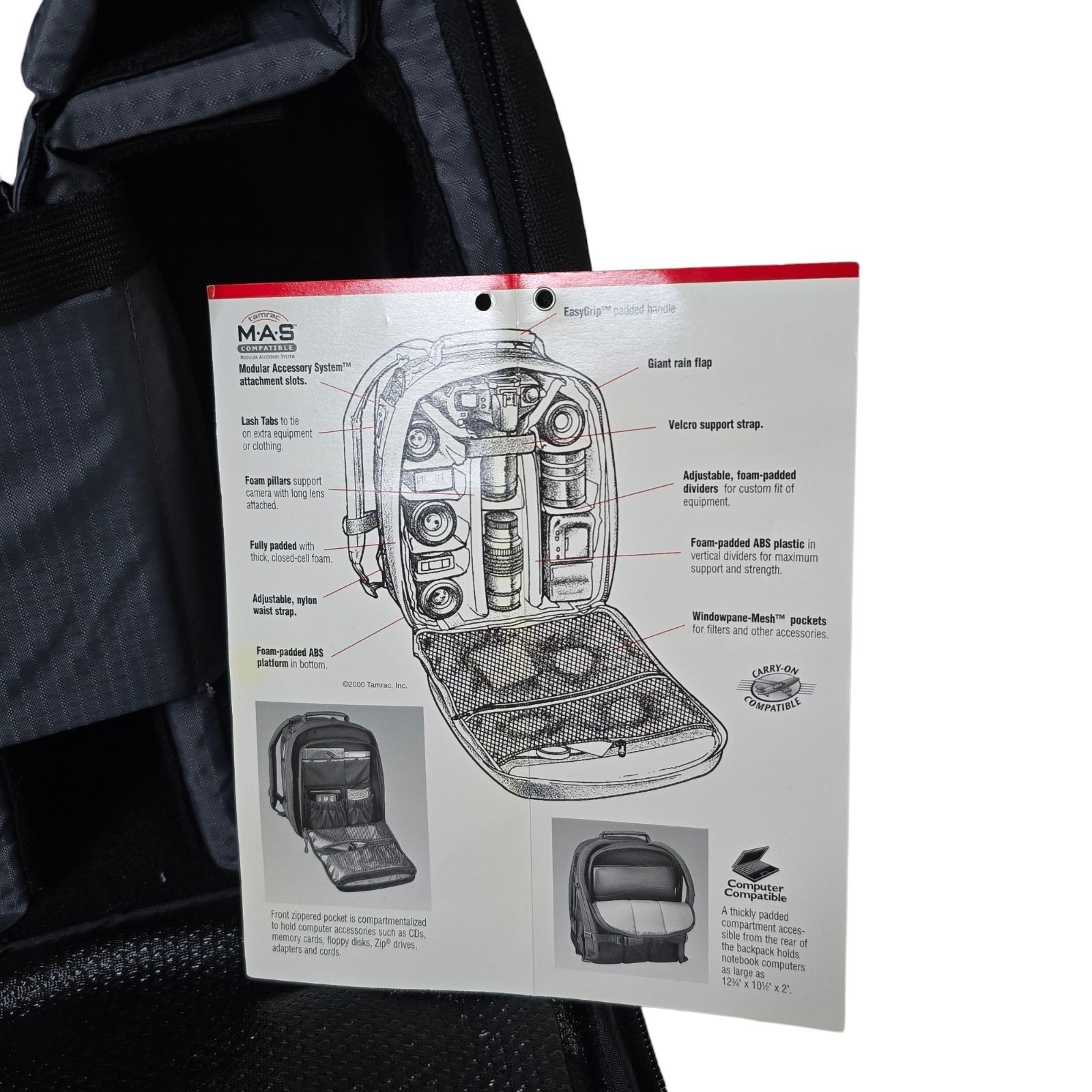 Tamrac 759 Expedition Grade Professional Camera Backpack Compartment For Laptop