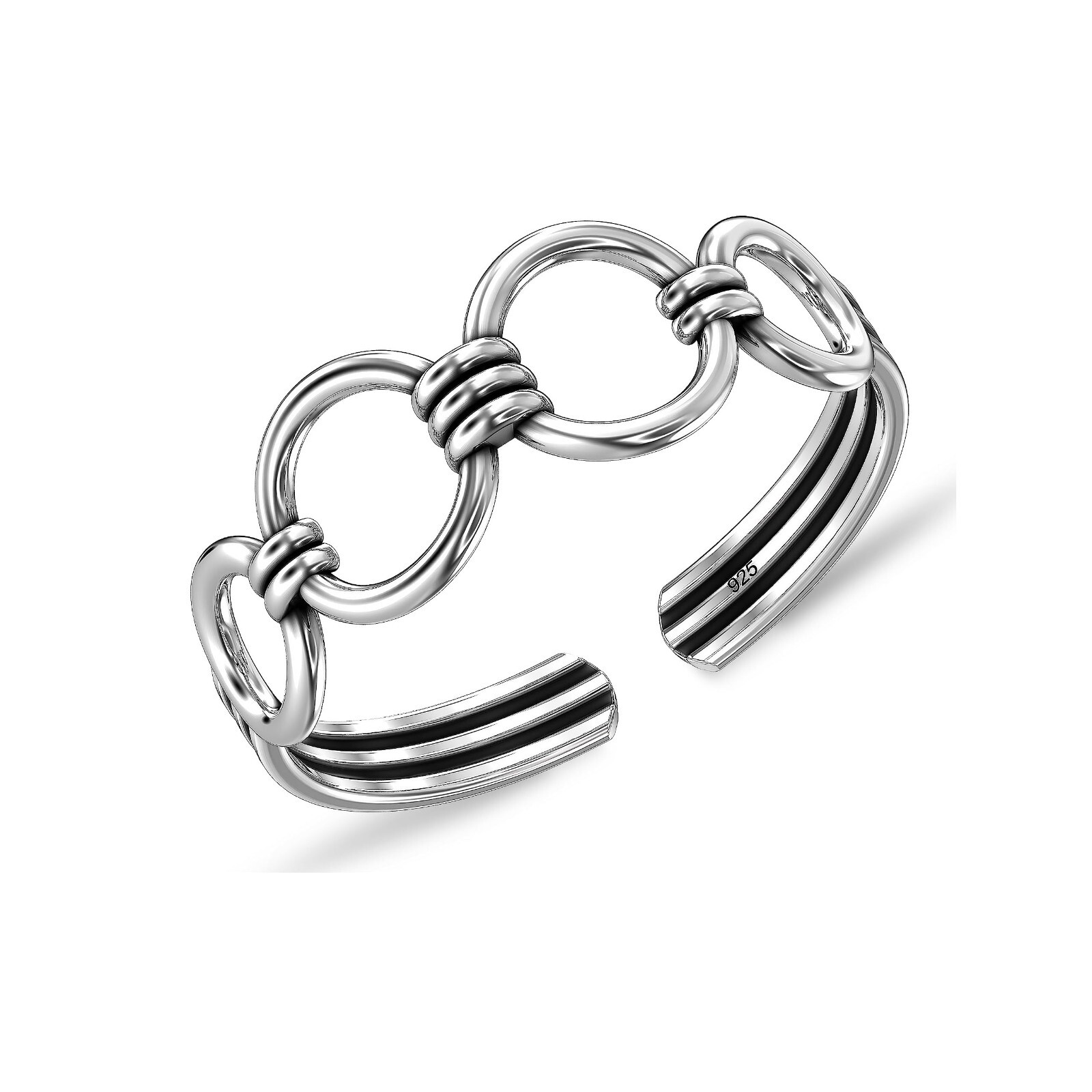 925 Sterling Silver Foot Jewelry Antique Link Band Design Toe Rings for Women