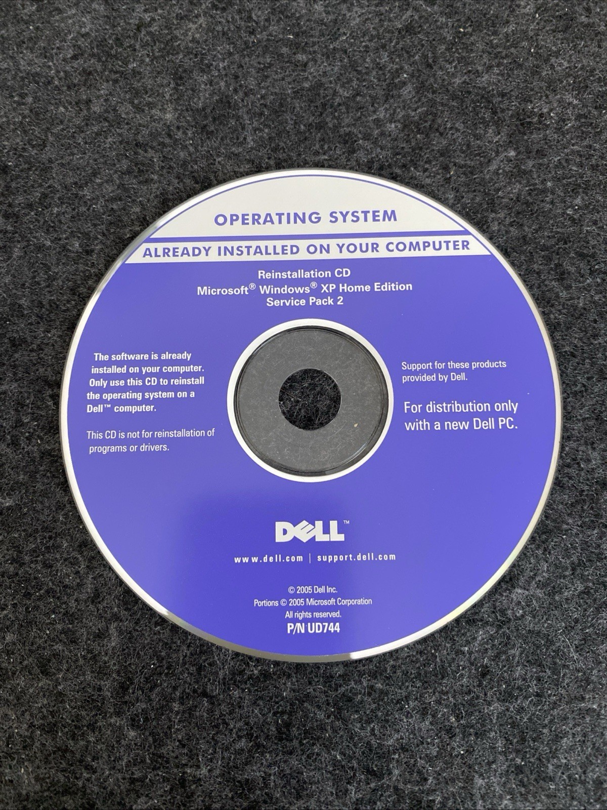 Dell Windows XP Home Edition With SP2 Service Pack 2 Reinstallation CD Only
