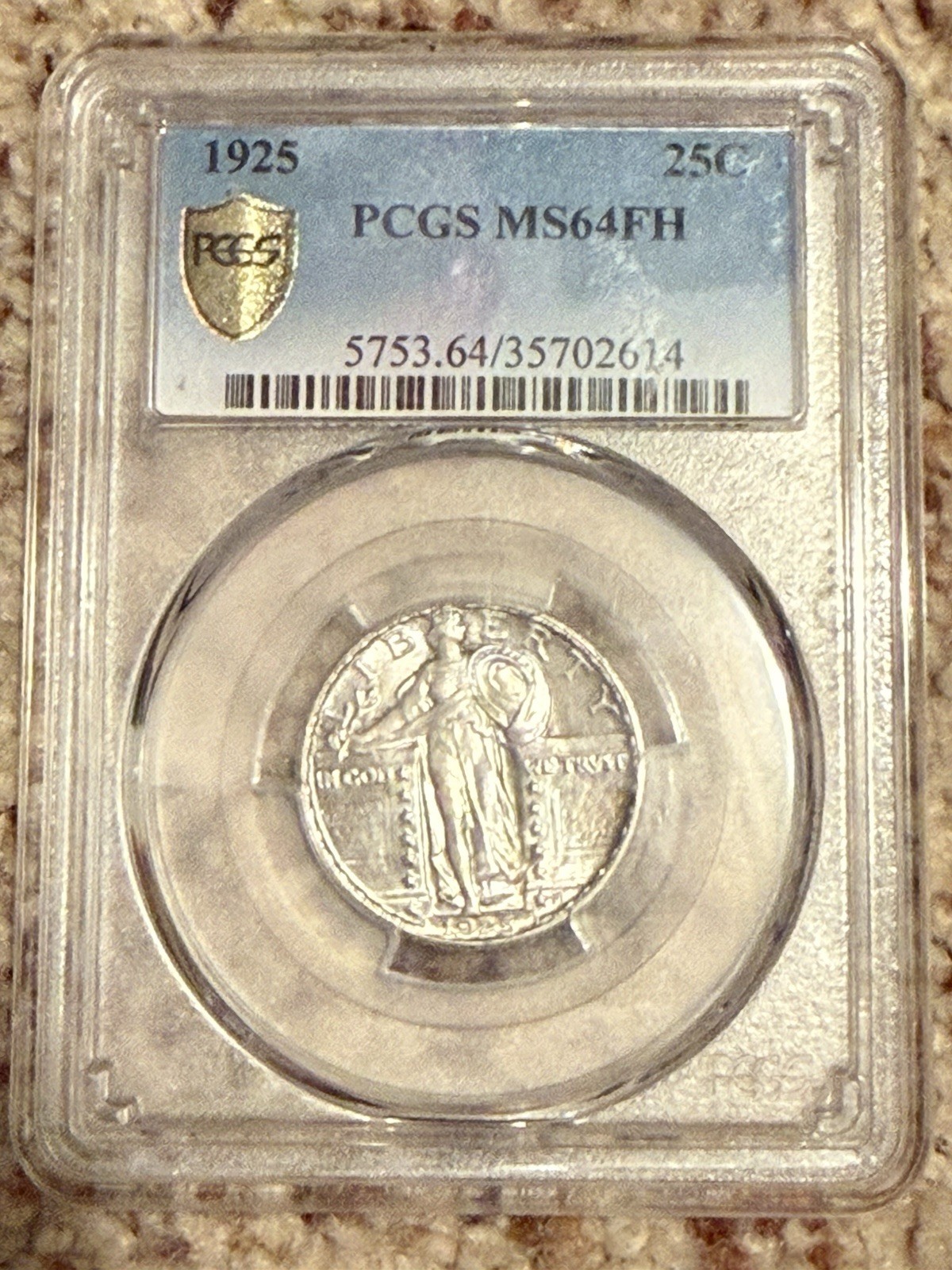 1925 Standing Liberty Quarter PCGS MS64 FH Bright White Luster