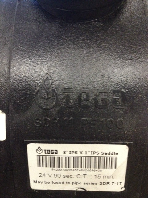 TEGA Branch Saddle SERIES SDR11 8" IPS x 1" IPS