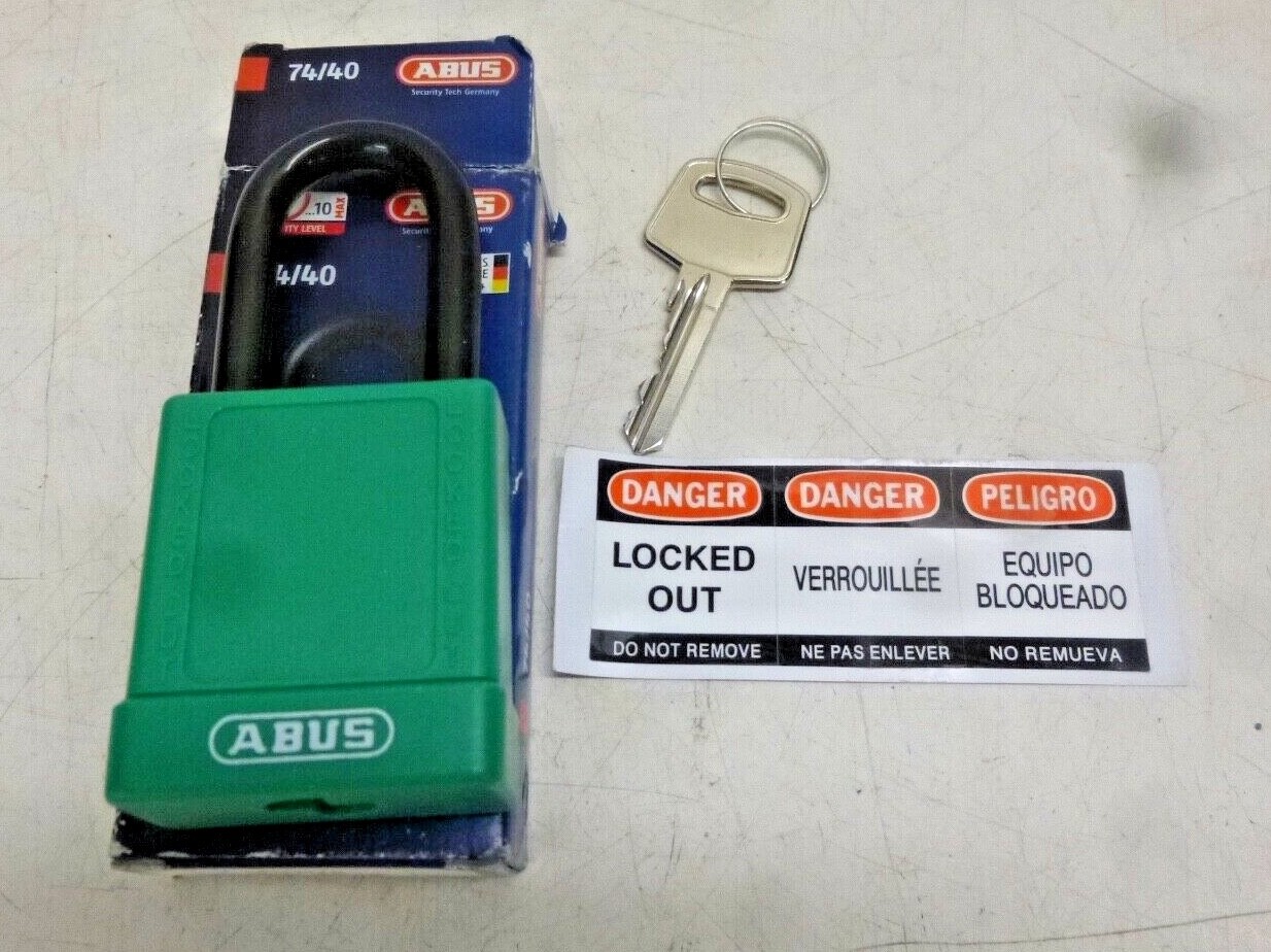 NEW!! ABUS BLACK LOCKOUT PADLOCK, GREEN, 1-1/2", 74/40