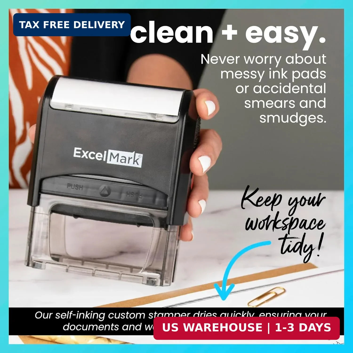 ExcelMark Notary Acknowledgement Stamp - Black Ink