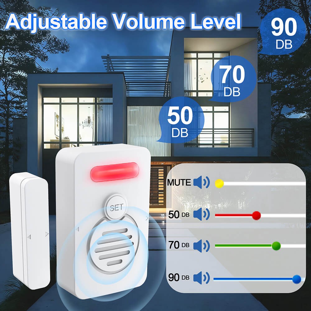Refrigerator Alarm Wireless Doorbell Sensor 3-Level Volume Voice Window Alert ×4