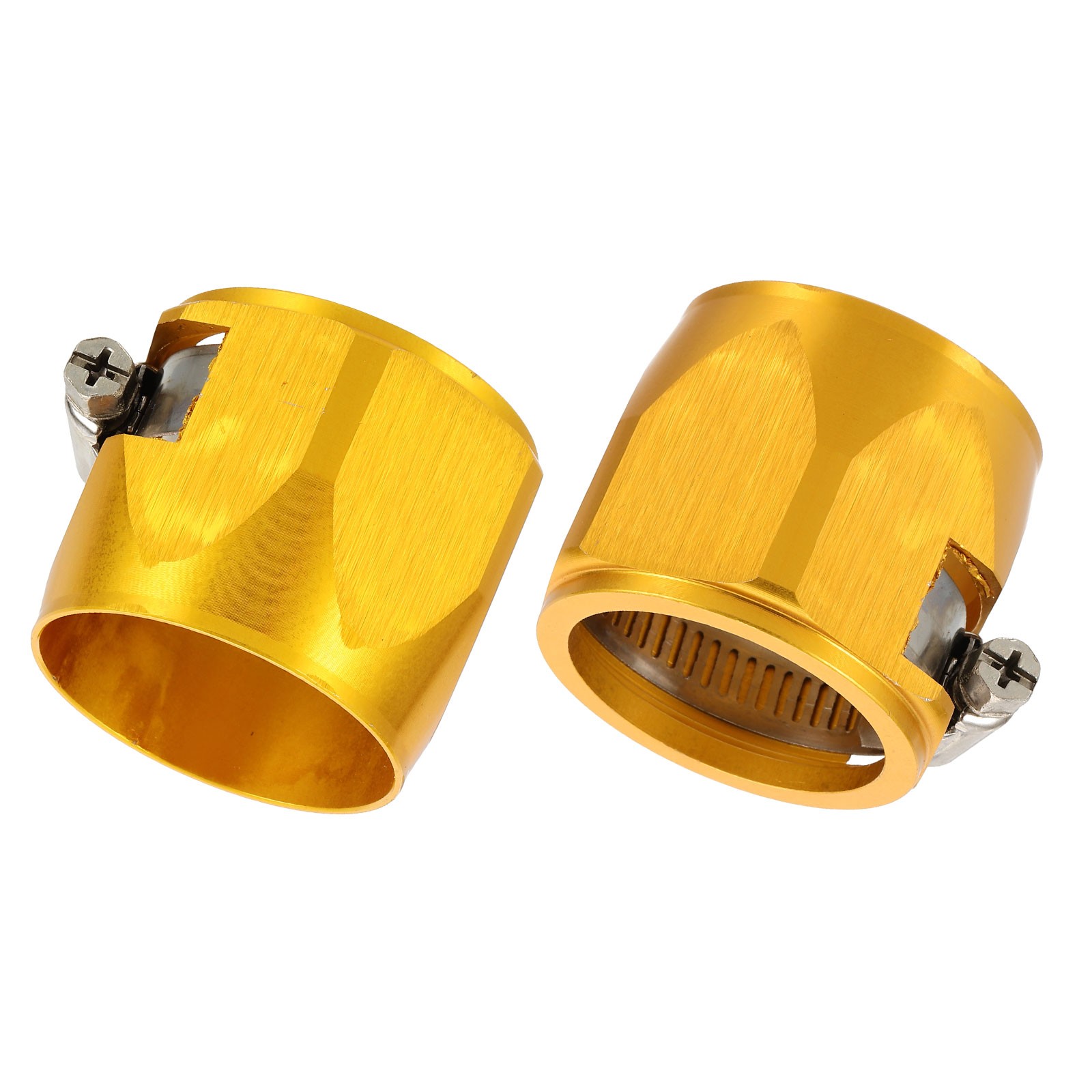 2pcs 45mm Hose Finisher Clamp Aluminium Alloy Fuel Line Hose Clips, Gold Tone