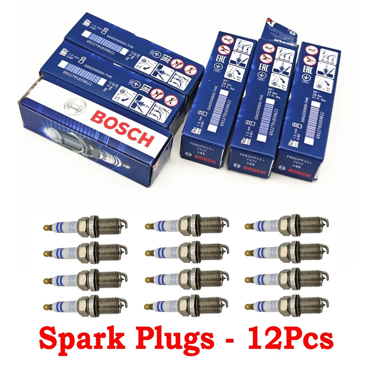 12PCS Spark Plugs For Mercedes C320 C240 E320 S430 CLK320 CLK430 BOSCH FR8DPP33
