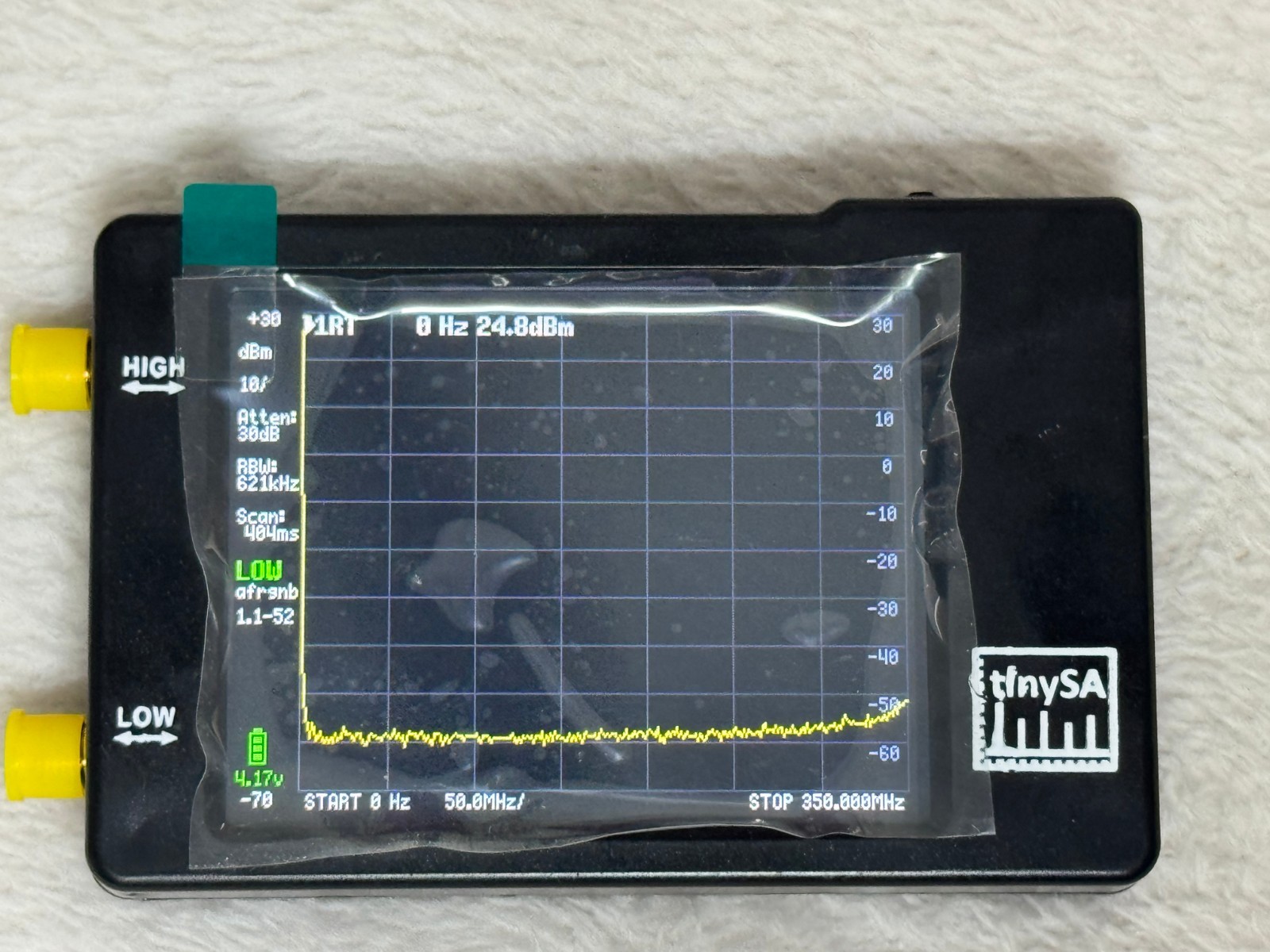 TinySA Tiny Spectrum Analyzer - 100Khz-350Mhz / 240Mhz-960Mhz - USB-C 500ma MAX