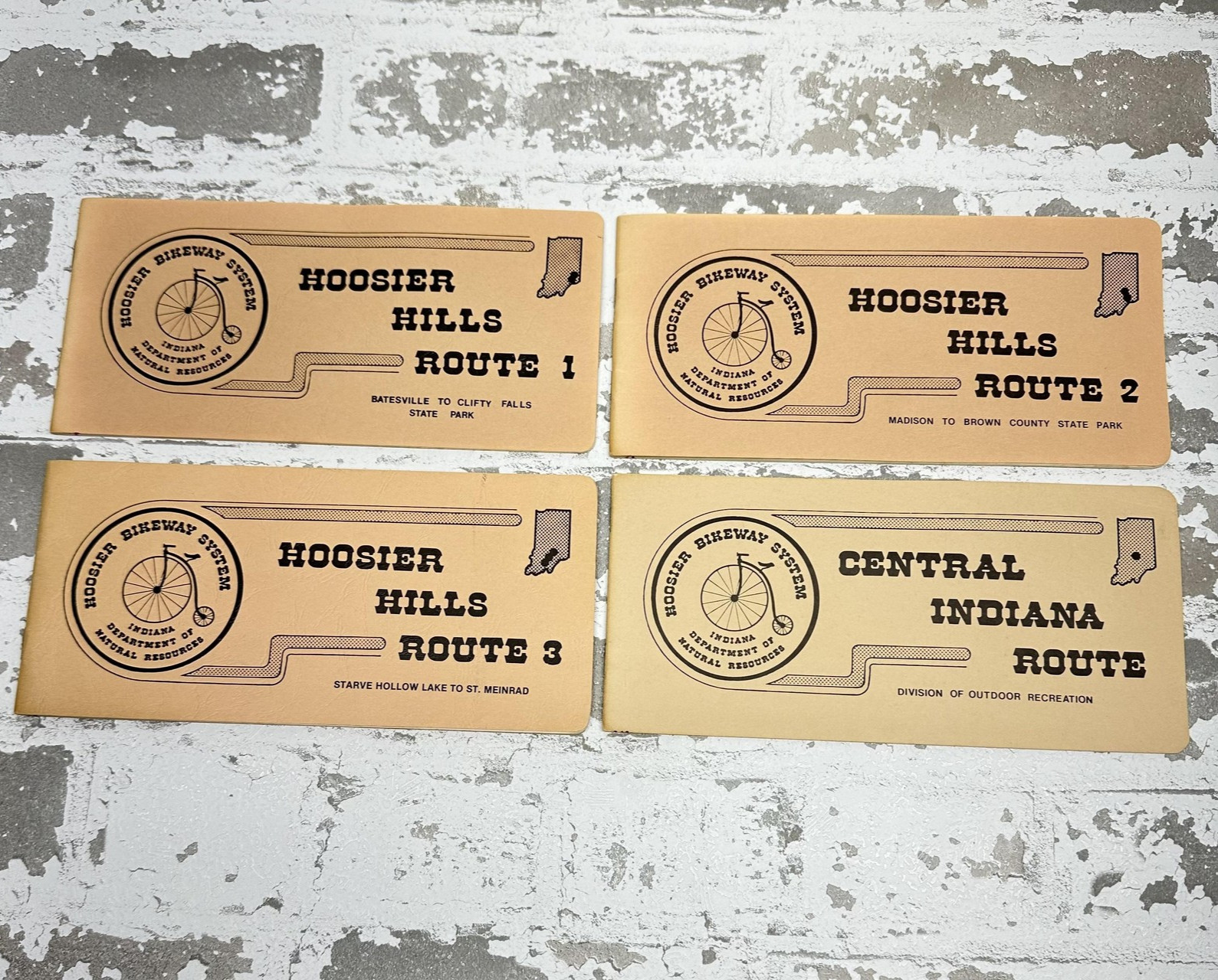 Vintage Hoosier Bikeway System Indiana Route Maps Set 4 Hoosier Hills Cycling