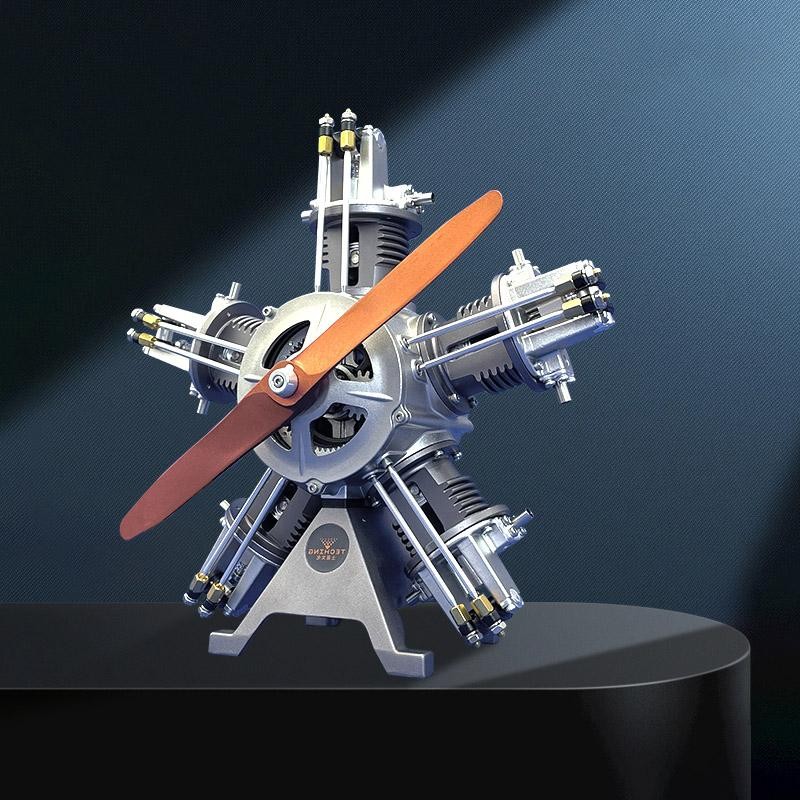 TECHING Electric Engine Five Cylinders Radial Realistic DIY Art Display Model